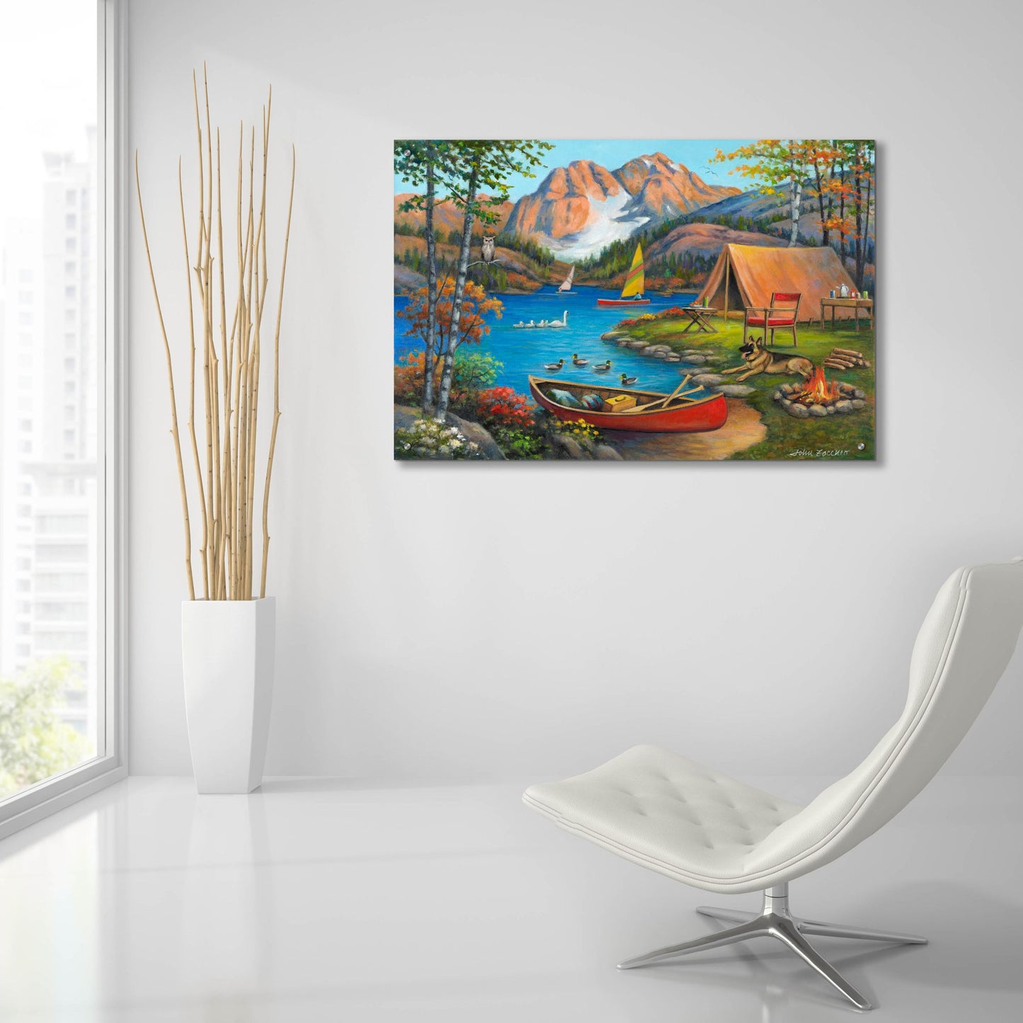 Epic Art 'Picturesque Campsite' by John Zaccheo, Acrylic Glass Wall Art,36x24