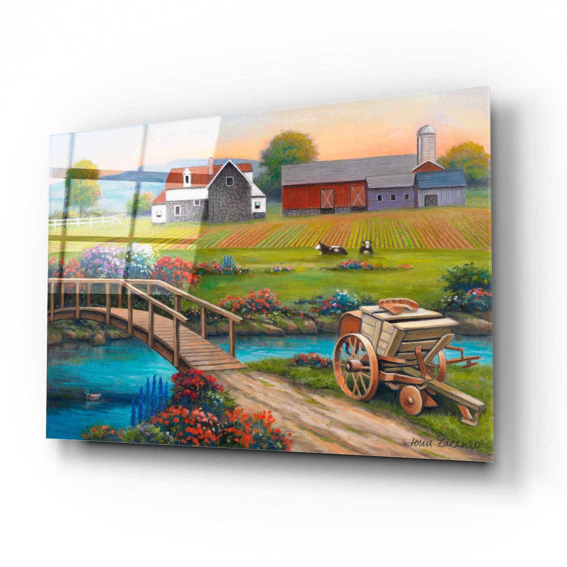 Epic Art 'Sweet Serenity Farm' by John Zaccheo, Acrylic Glass Wall Art,16x12