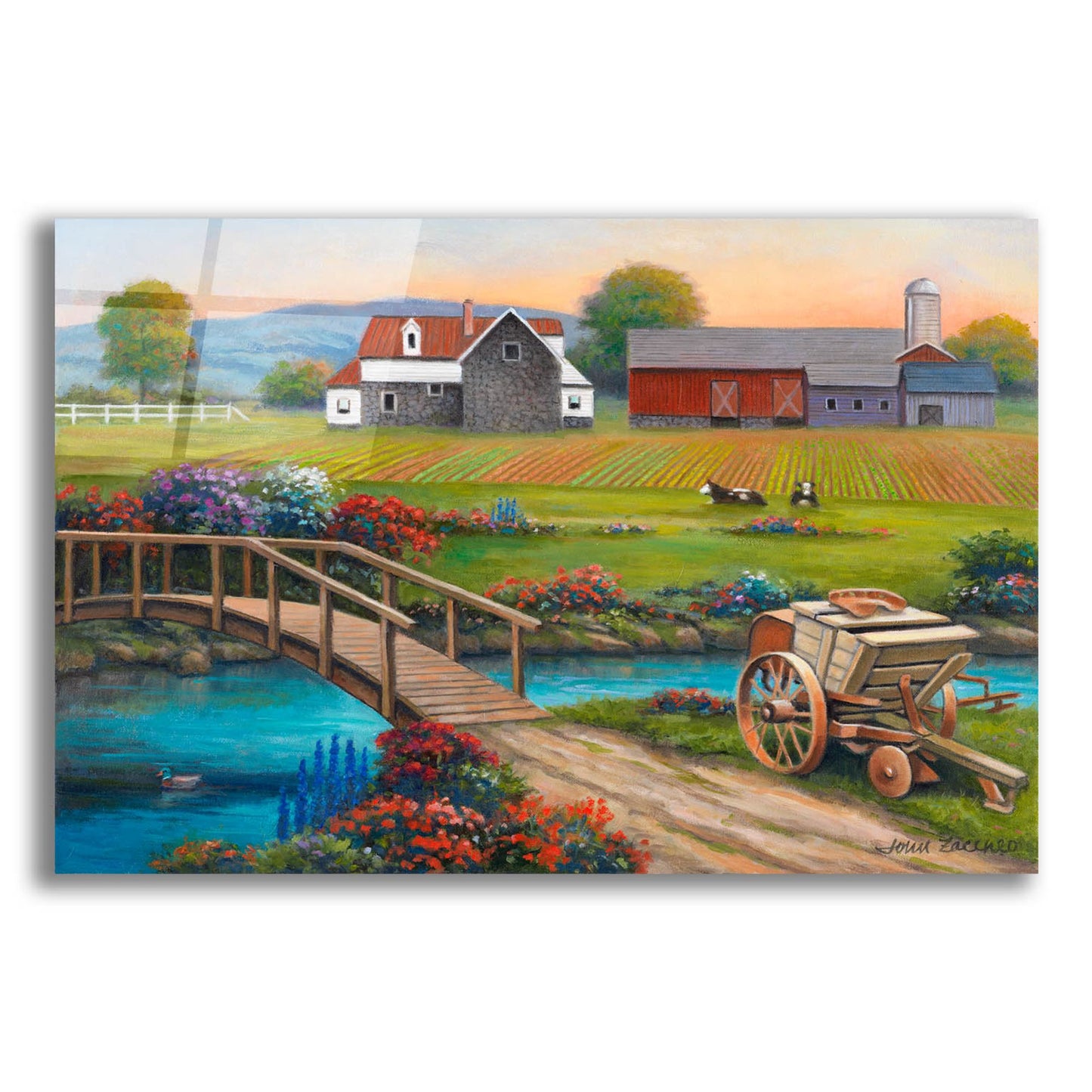 Epic Art 'Sweet Serenity Farm' by John Zaccheo, Acrylic Glass Wall Art,24x16