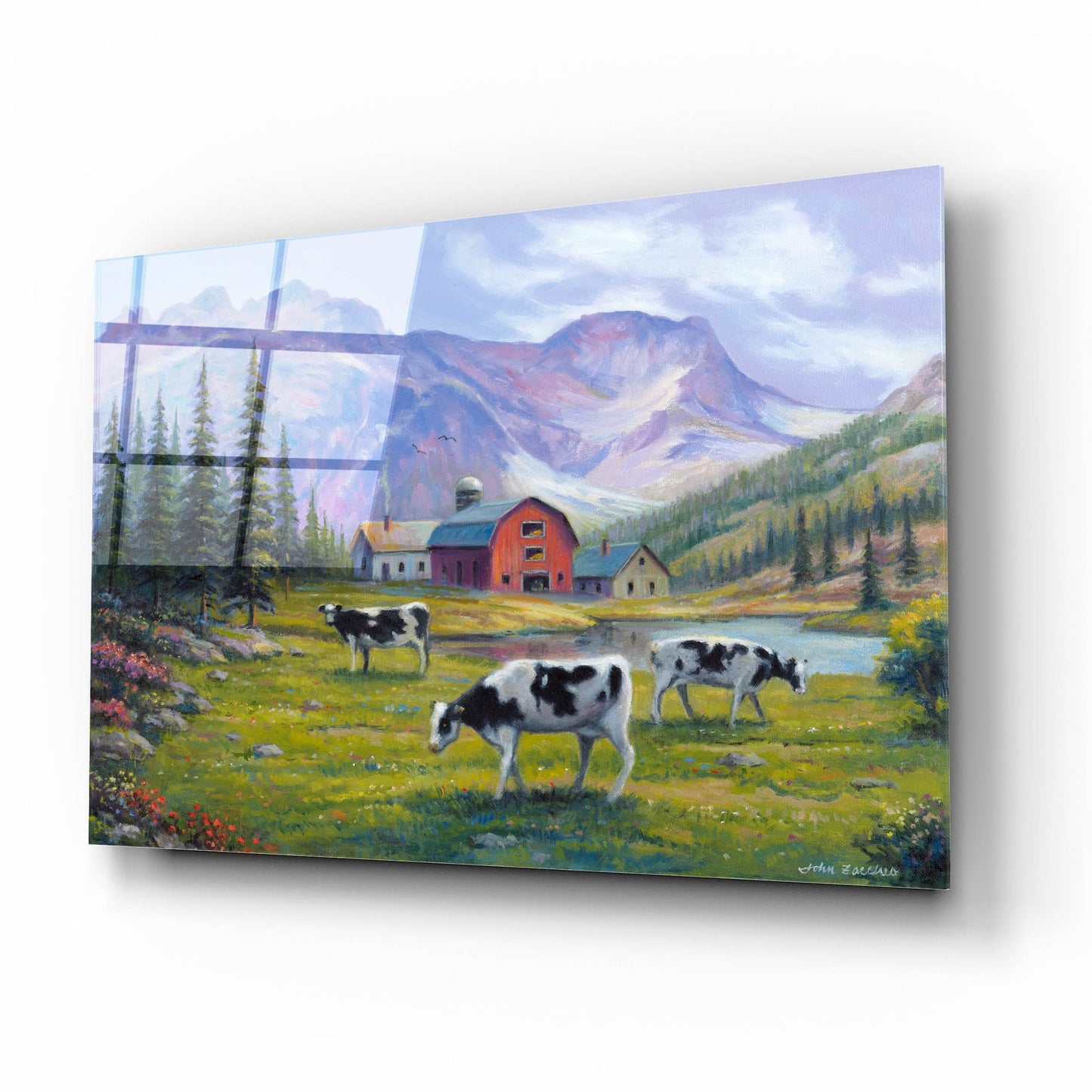 Epic Art 'Peaceful Pasture' by John Zaccheo, Acrylic Glass Wall Art,16x12