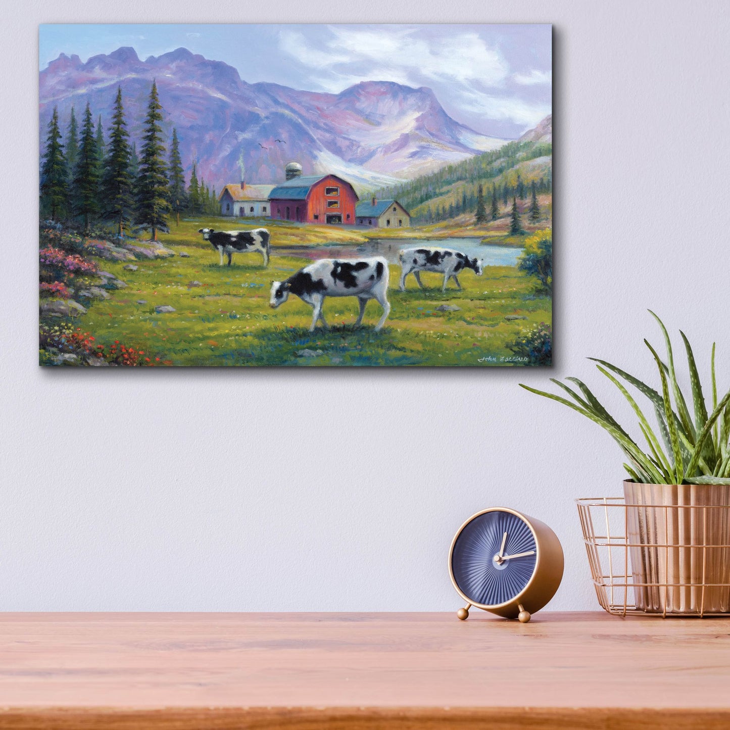 Epic Art 'Peaceful Pasture' by John Zaccheo, Acrylic Glass Wall Art,16x12