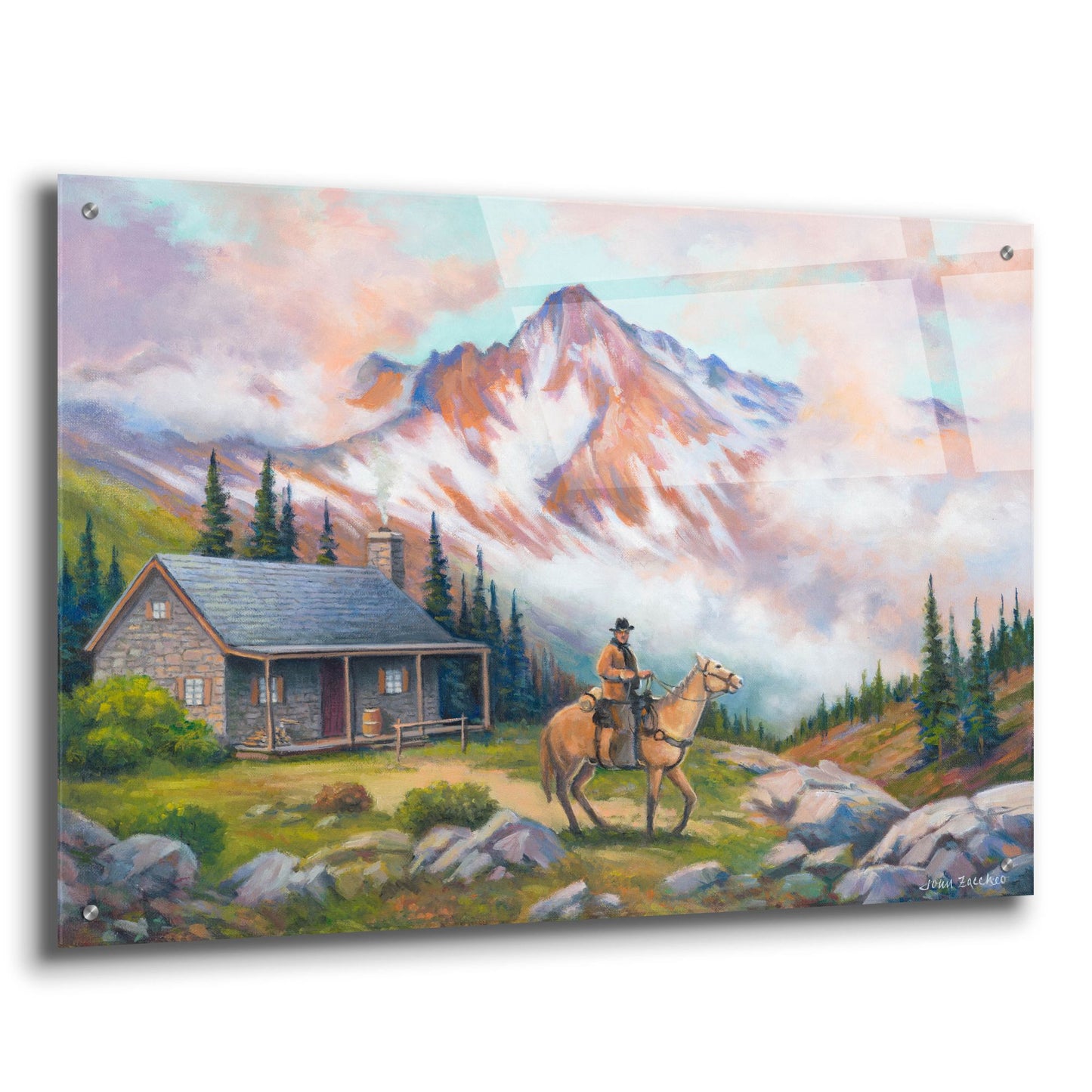 Epic Art 'Country Cabin' by John Zaccheo, Acrylic Glass Wall Art,36x24