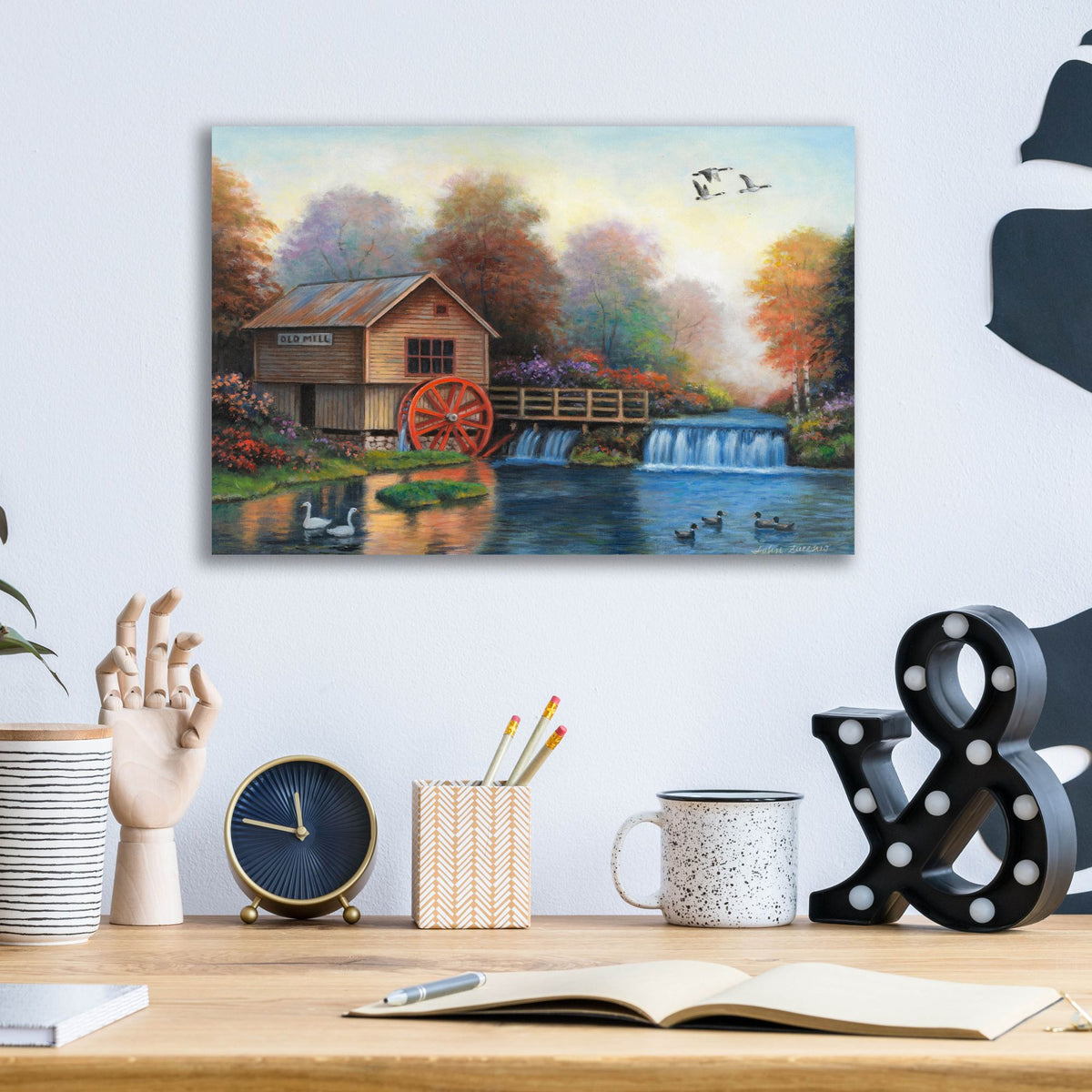Epic Art 'Autumn at the Old Mill' by John Zaccheo, Acrylic Glass Wall Art,16x12