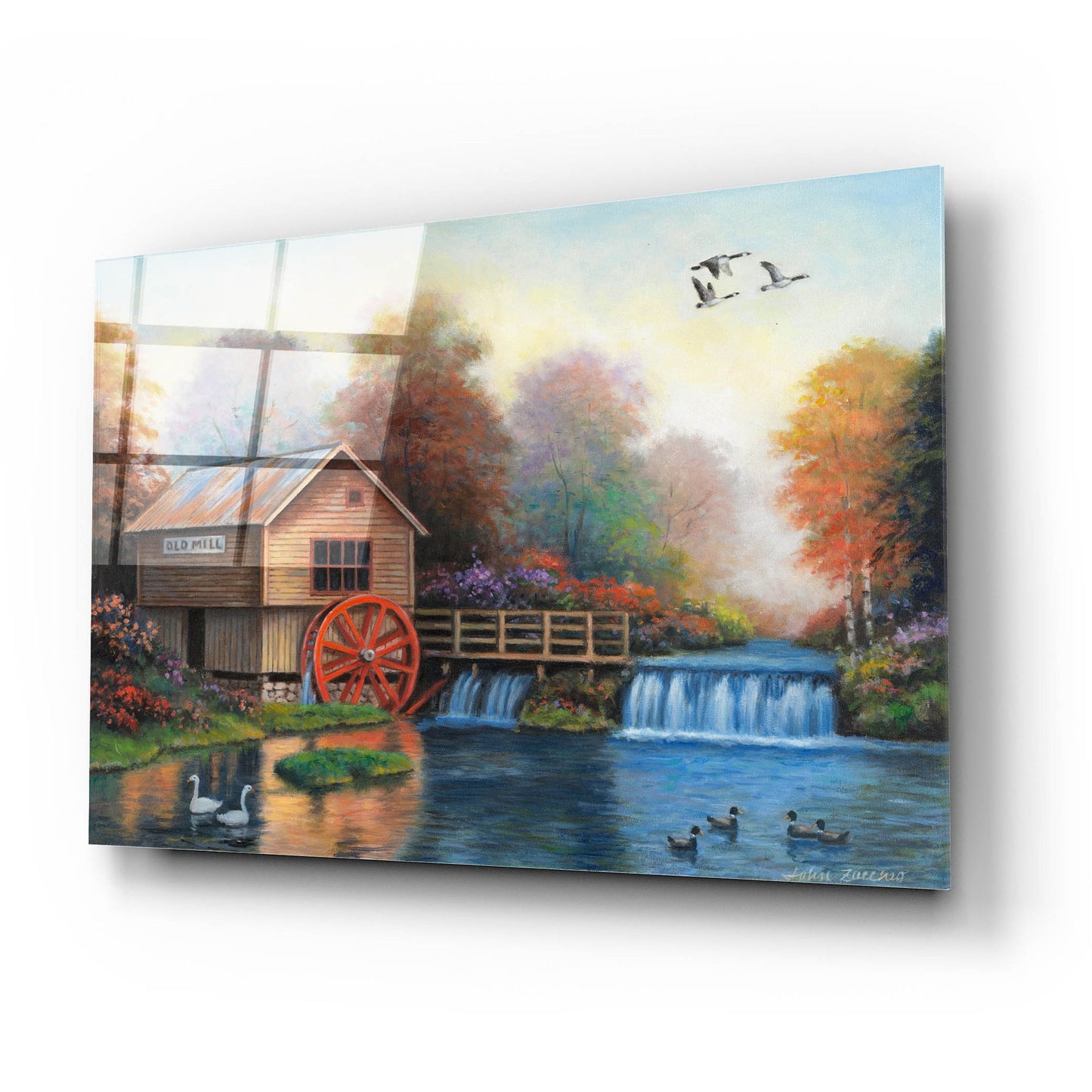 Epic Art 'Autumn at the Old Mill' by John Zaccheo, Acrylic Glass Wall Art,24x16
