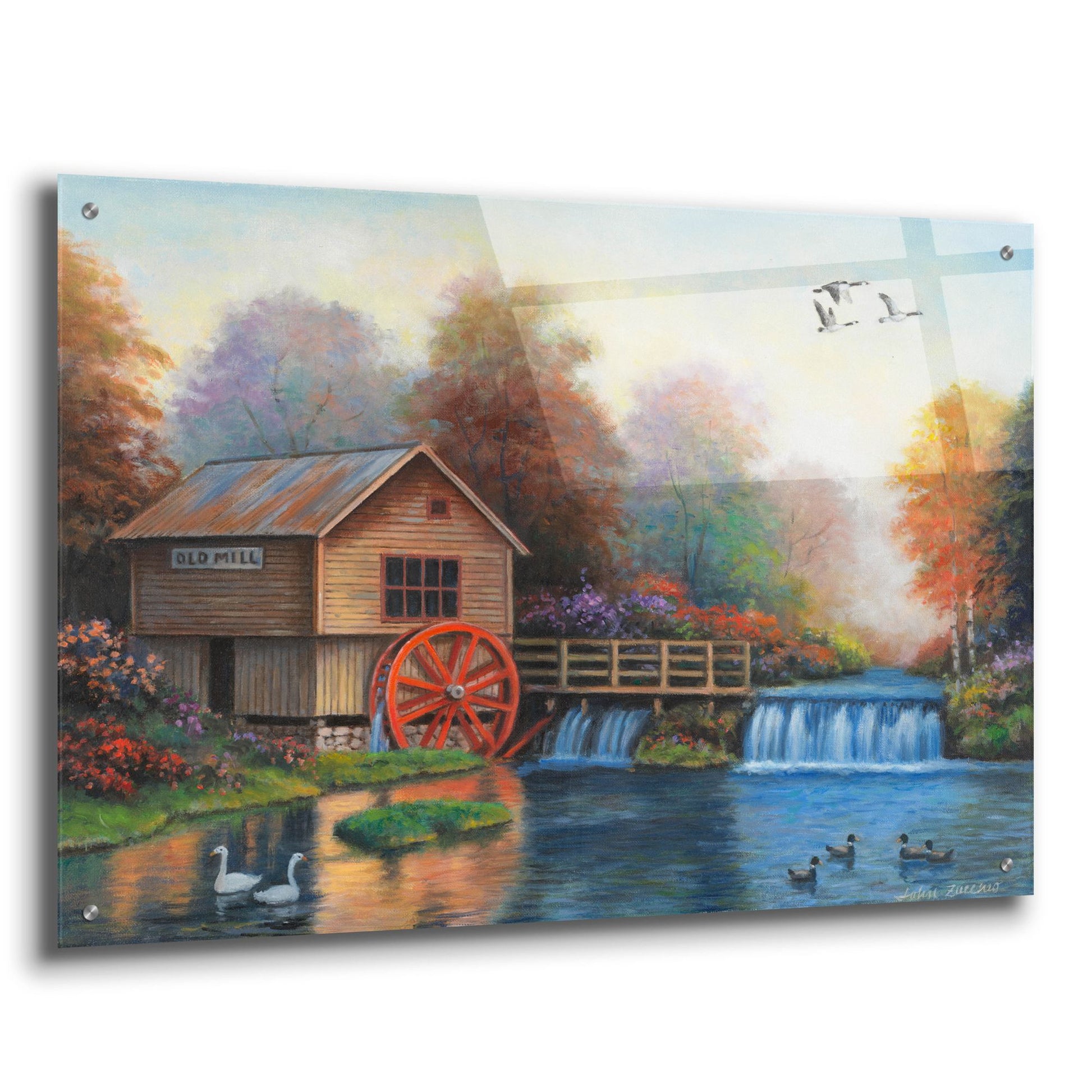 Epic Art 'Autumn at the Old Mill' by John Zaccheo, Acrylic Glass Wall Art,36x24