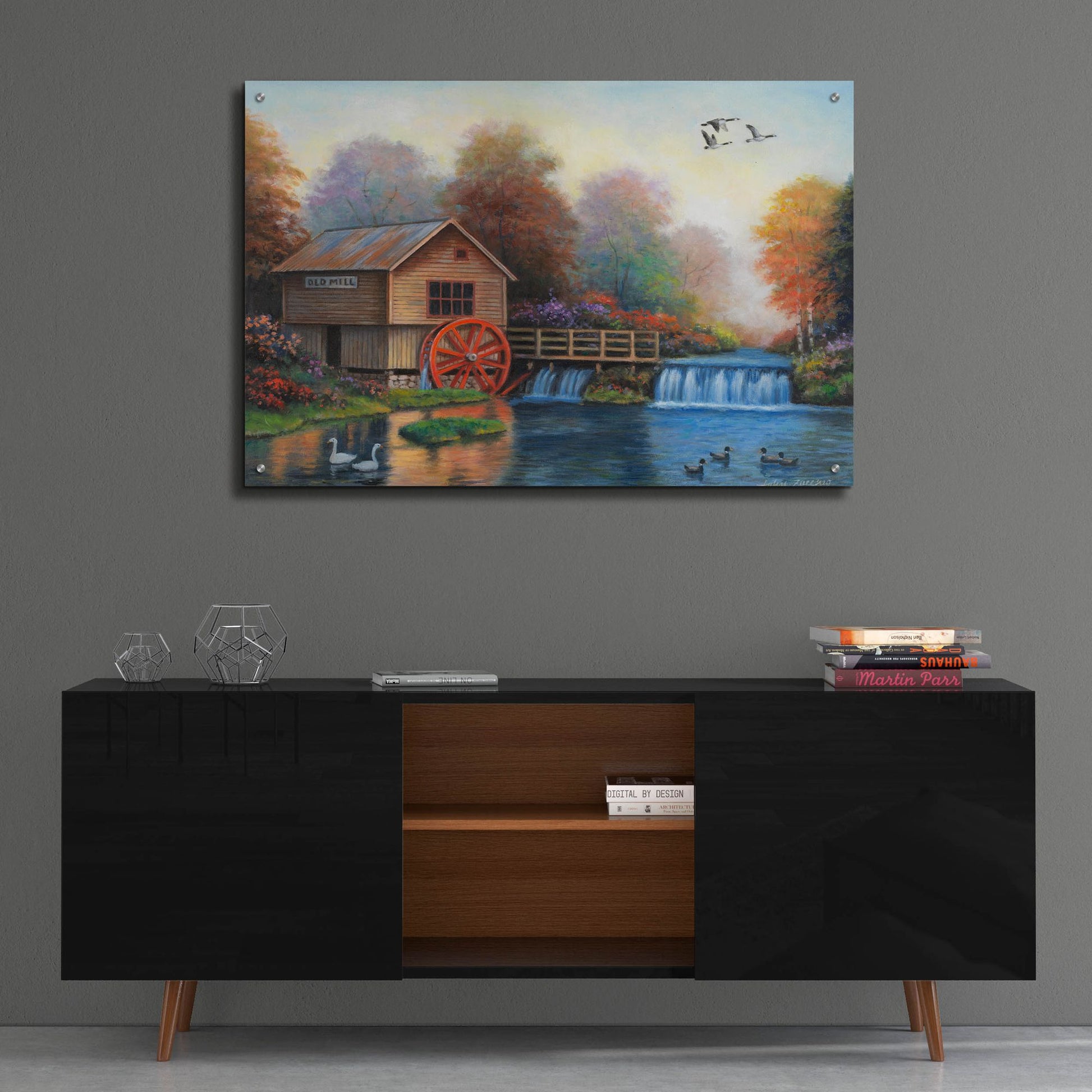 Epic Art 'Autumn at the Old Mill' by John Zaccheo, Acrylic Glass Wall Art,36x24