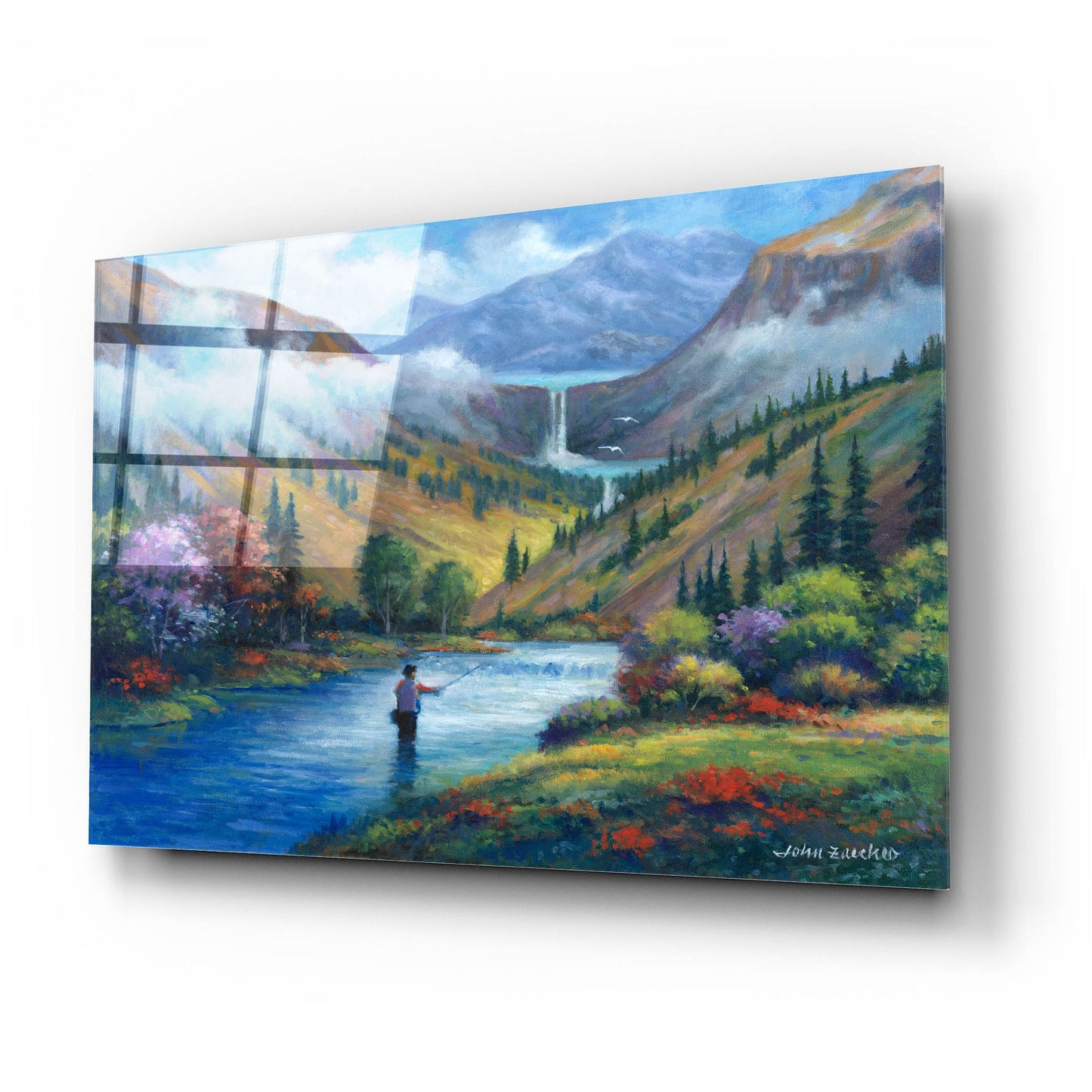 Epic Art 'Vista View of a Fly Fisherman' by John Zaccheo, Acrylic Glass Wall Art,24x16