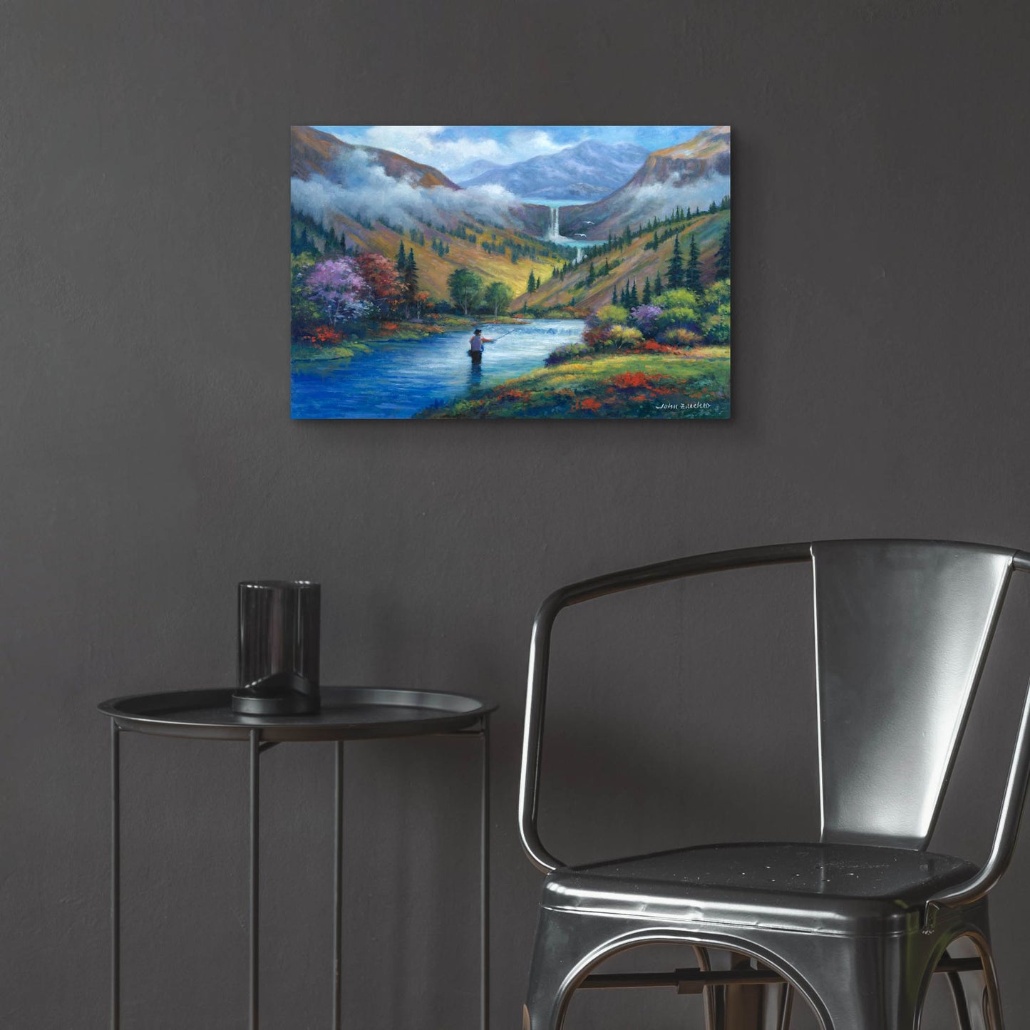 Epic Art 'Vista View of a Fly Fisherman' by John Zaccheo, Acrylic Glass Wall Art,24x16