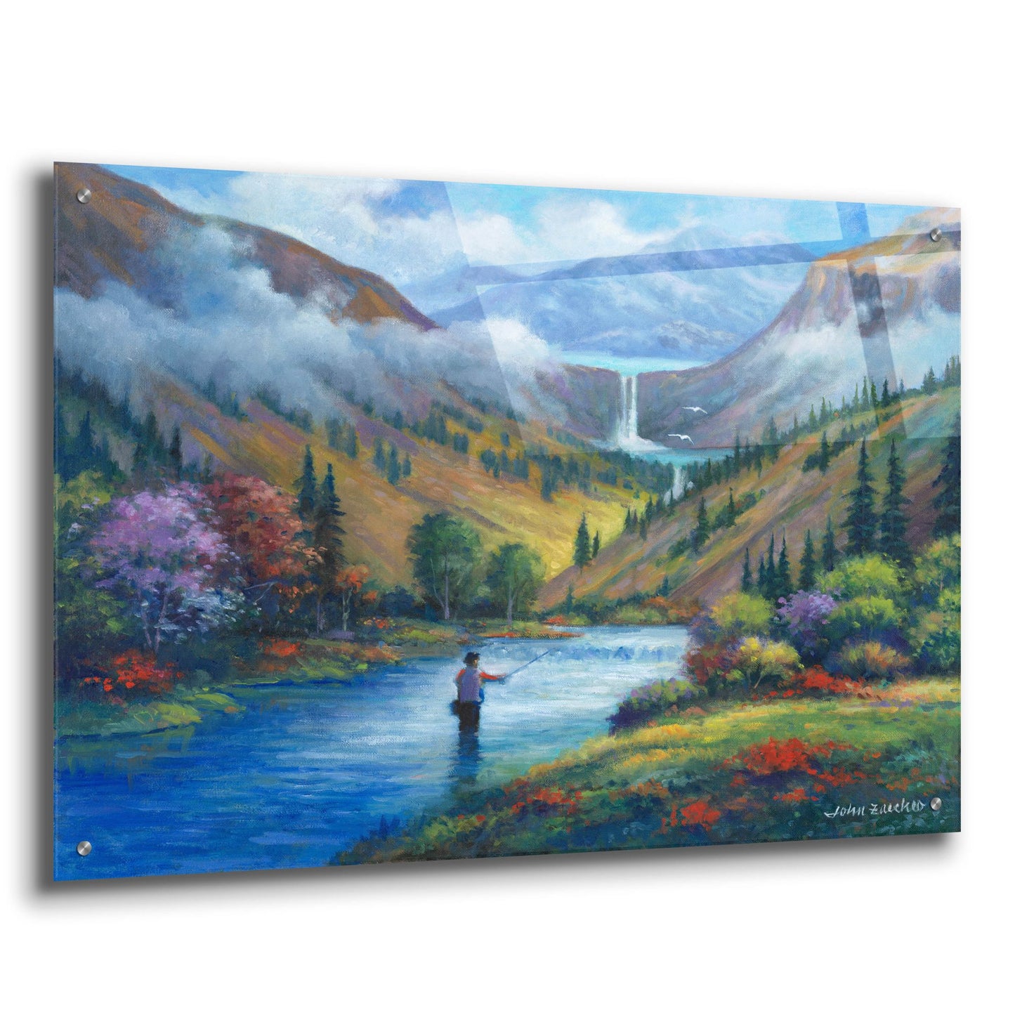 Epic Art 'Vista View of a Fly Fisherman' by John Zaccheo, Acrylic Glass Wall Art,36x24