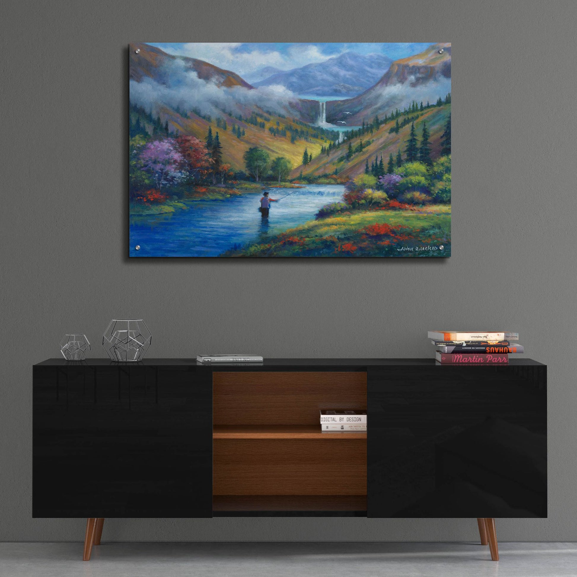 Epic Art 'Vista View of a Fly Fisherman' by John Zaccheo, Acrylic Glass Wall Art,36x24