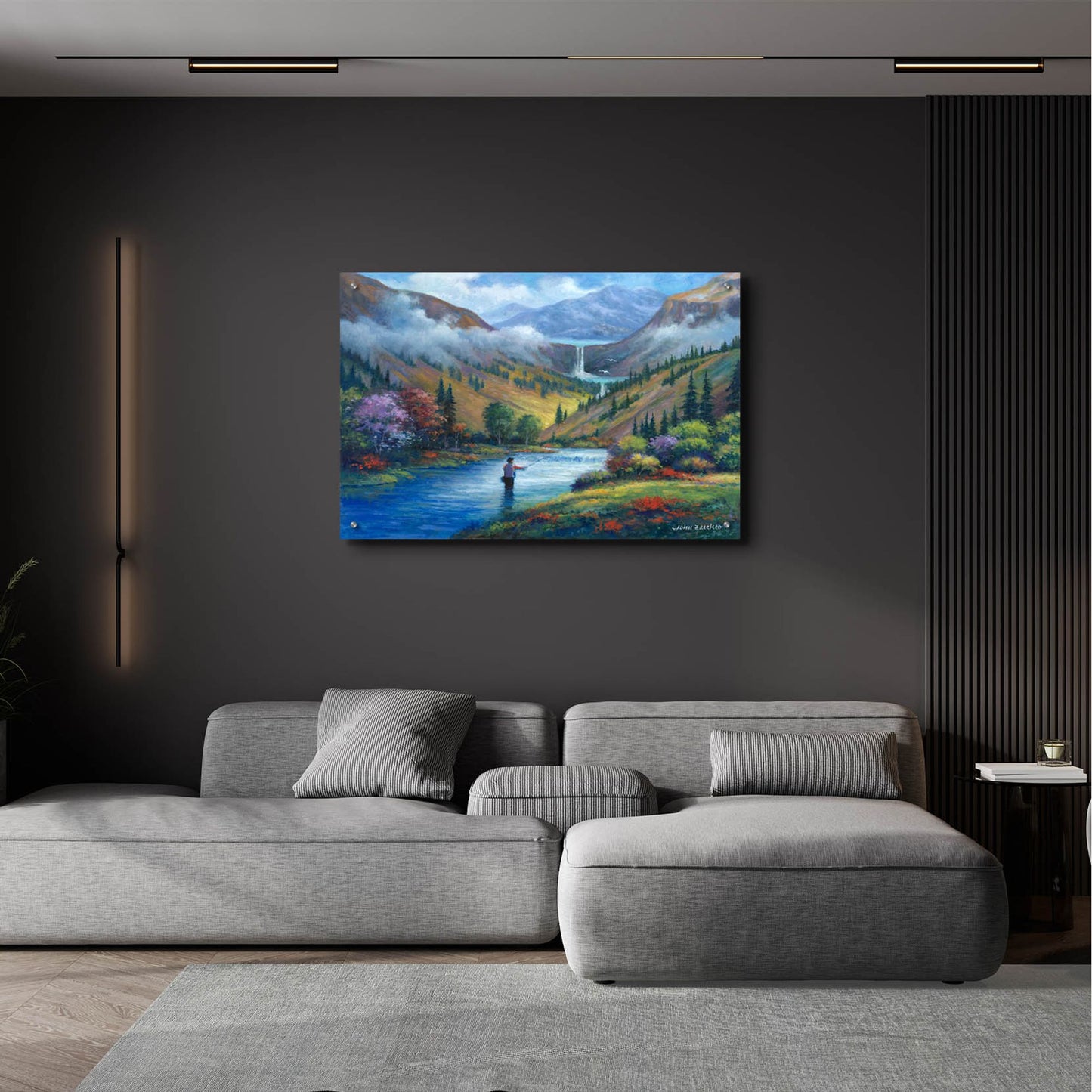 Epic Art 'Vista View of a Fly Fisherman' by John Zaccheo, Acrylic Glass Wall Art,36x24