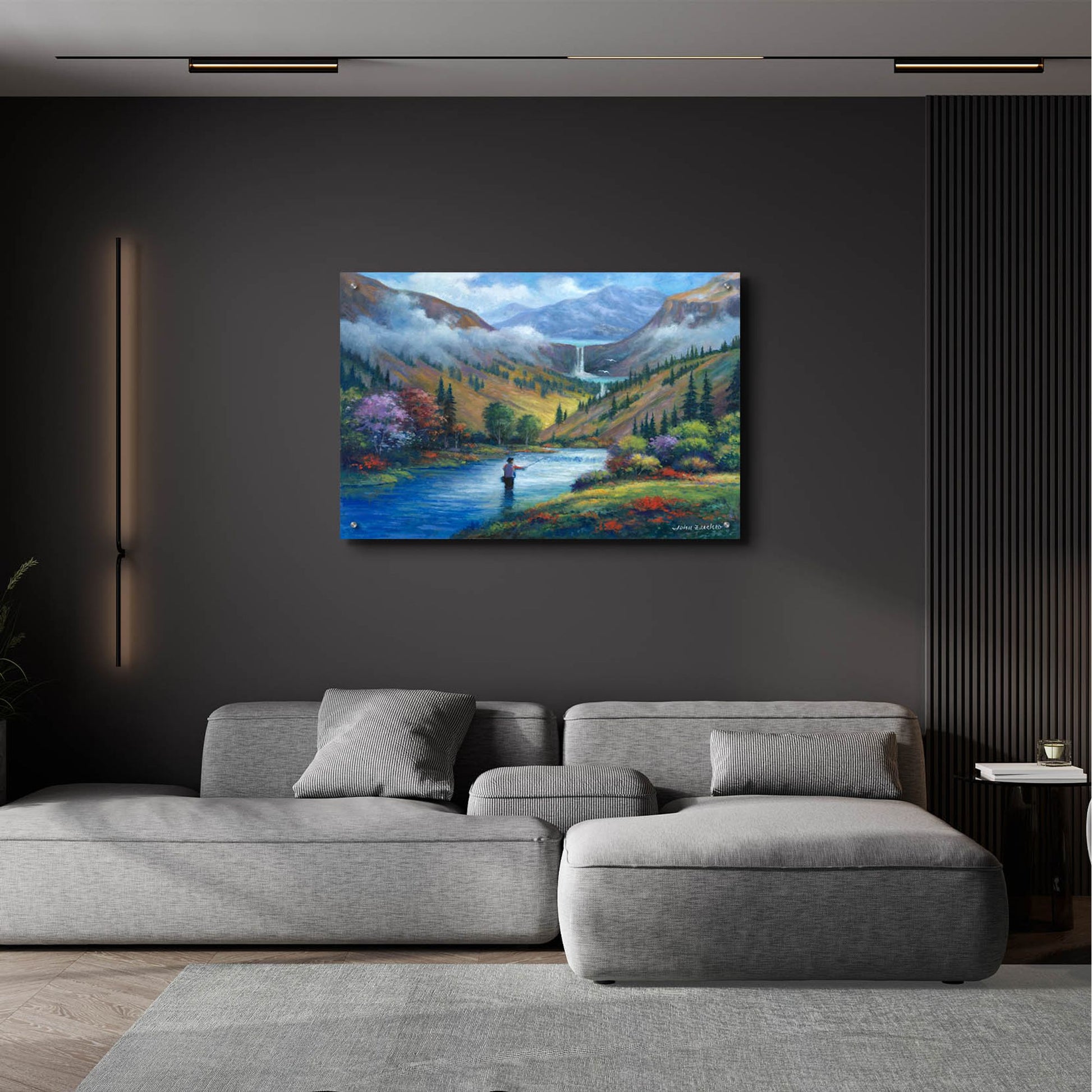 Epic Art 'Vista View of a Fly Fisherman' by John Zaccheo, Acrylic Glass Wall Art,36x24