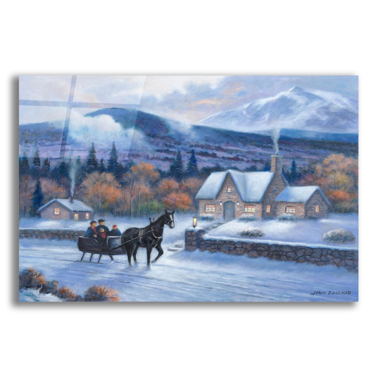 Epic Art 'Sleighride Home' by John Zaccheo, Acrylic Glass Wall Art,24x16