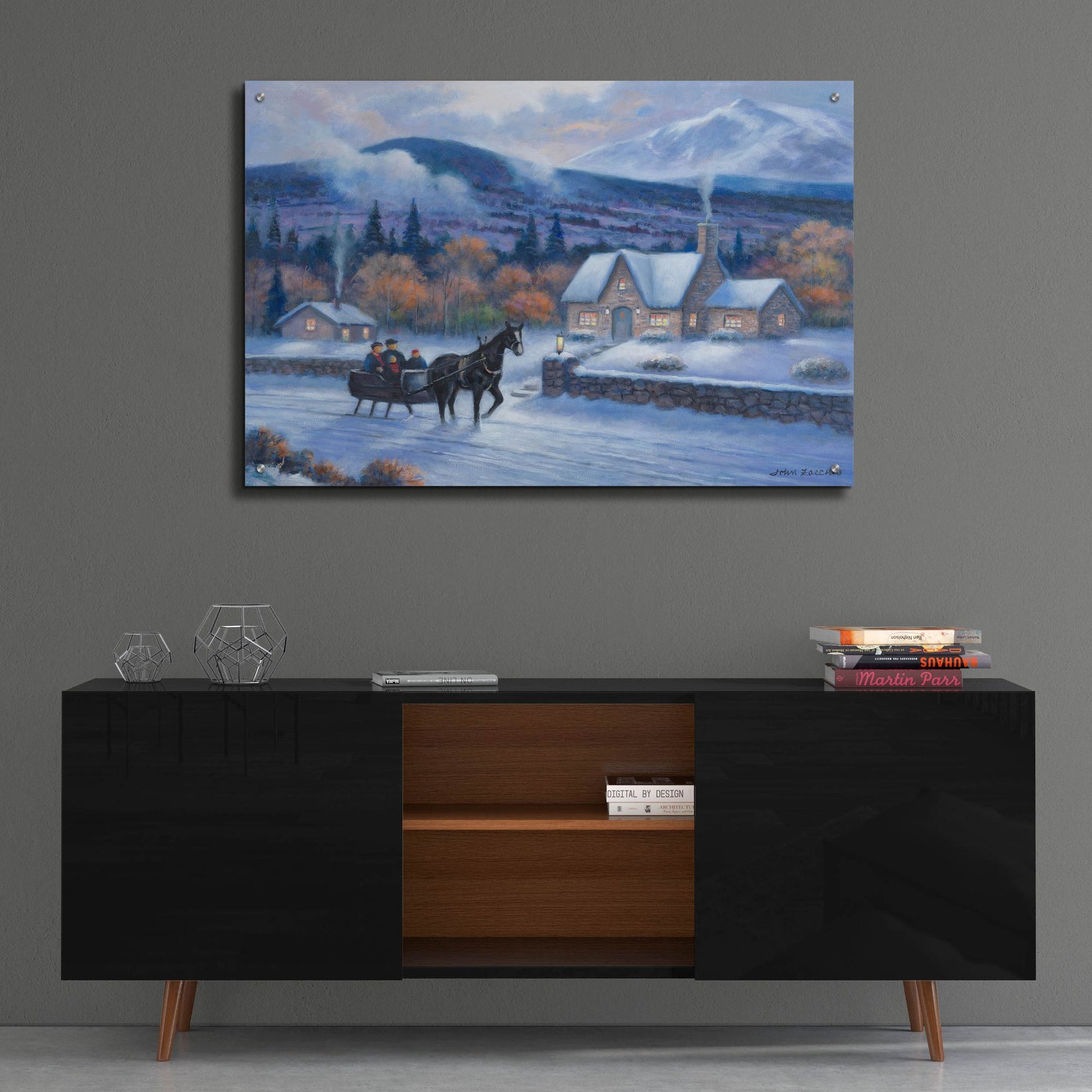 Epic Art 'Sleighride Home' by John Zaccheo, Acrylic Glass Wall Art,36x24