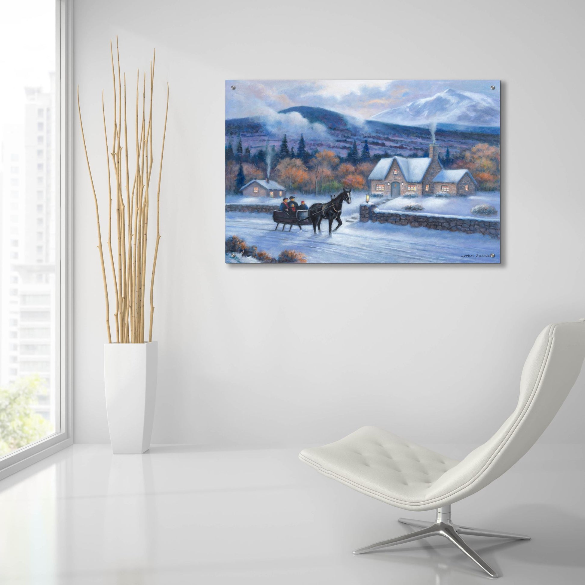 Epic Art 'Sleighride Home' by John Zaccheo, Acrylic Glass Wall Art,36x24