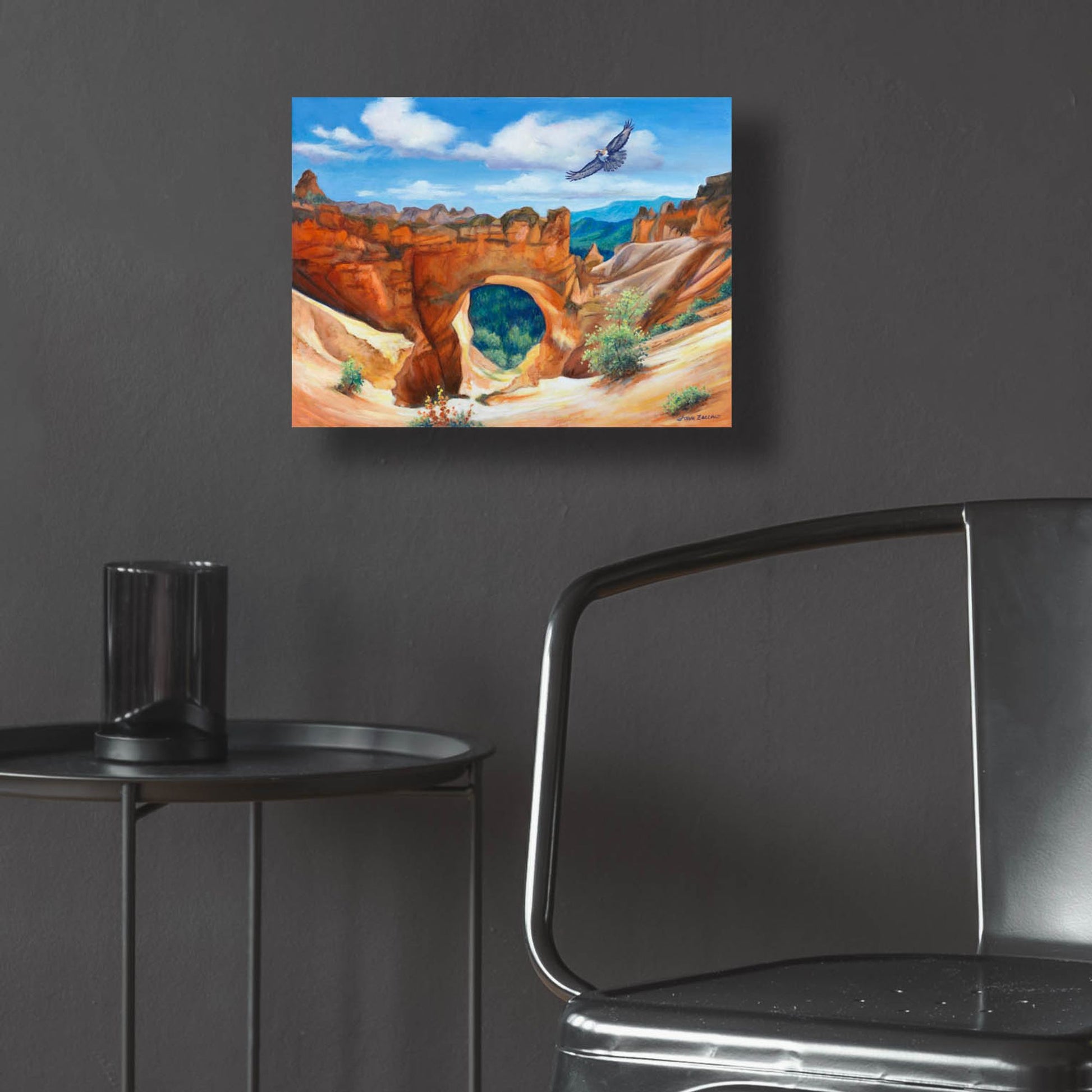 Epic Art 'Hawk Over Bryce Canyon' by John Zaccheo, Acrylic Glass Wall Art,16x12