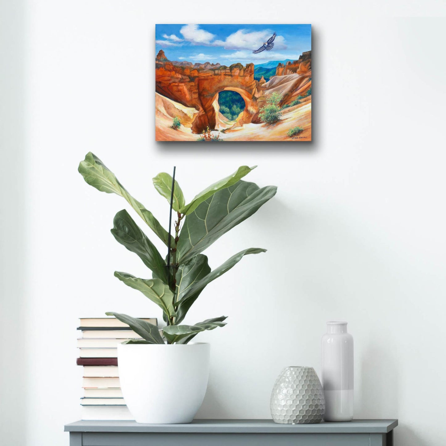 Epic Art 'Hawk Over Bryce Canyon' by John Zaccheo, Acrylic Glass Wall Art,16x12