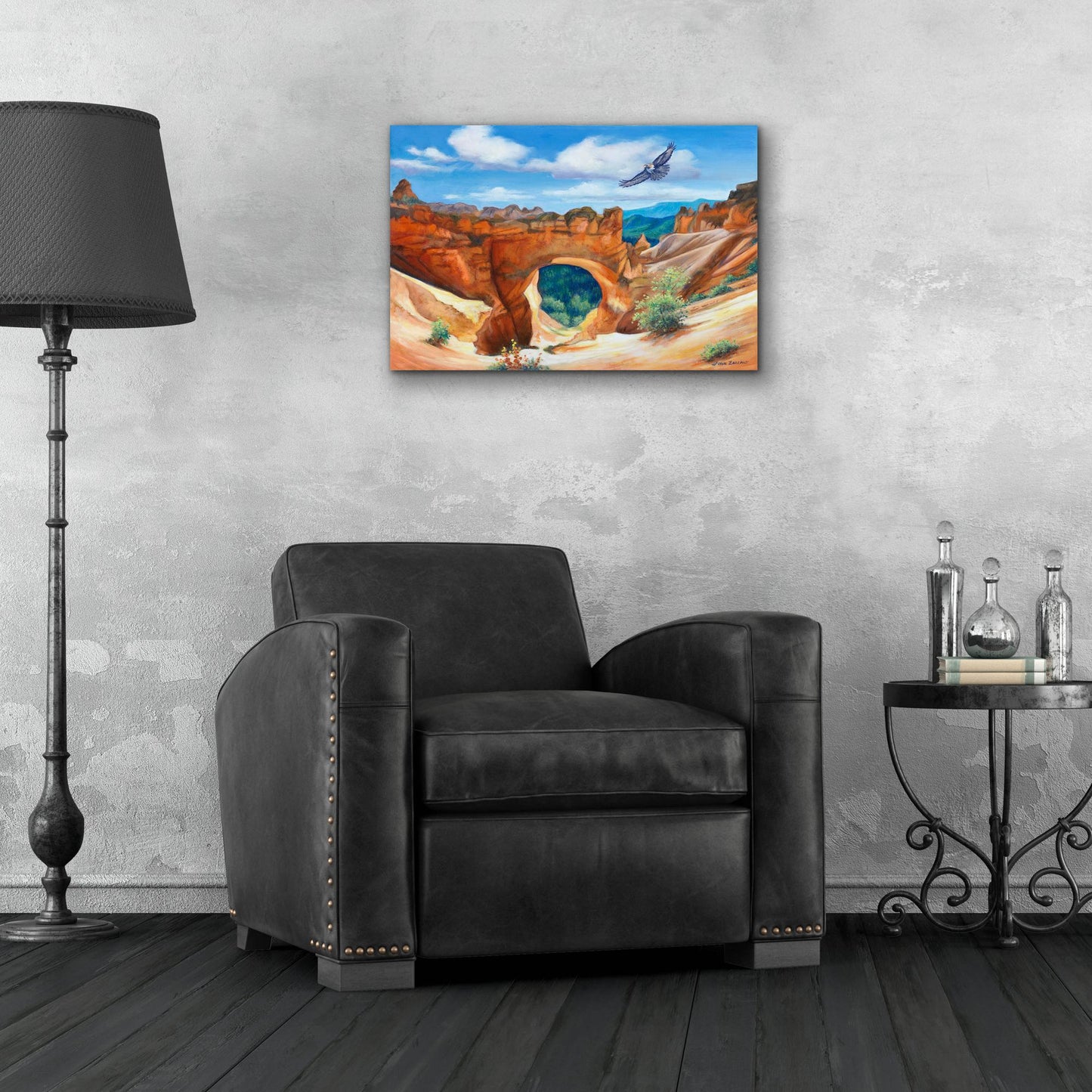 Epic Art 'Hawk Over Bryce Canyon' by John Zaccheo, Acrylic Glass Wall Art,24x16