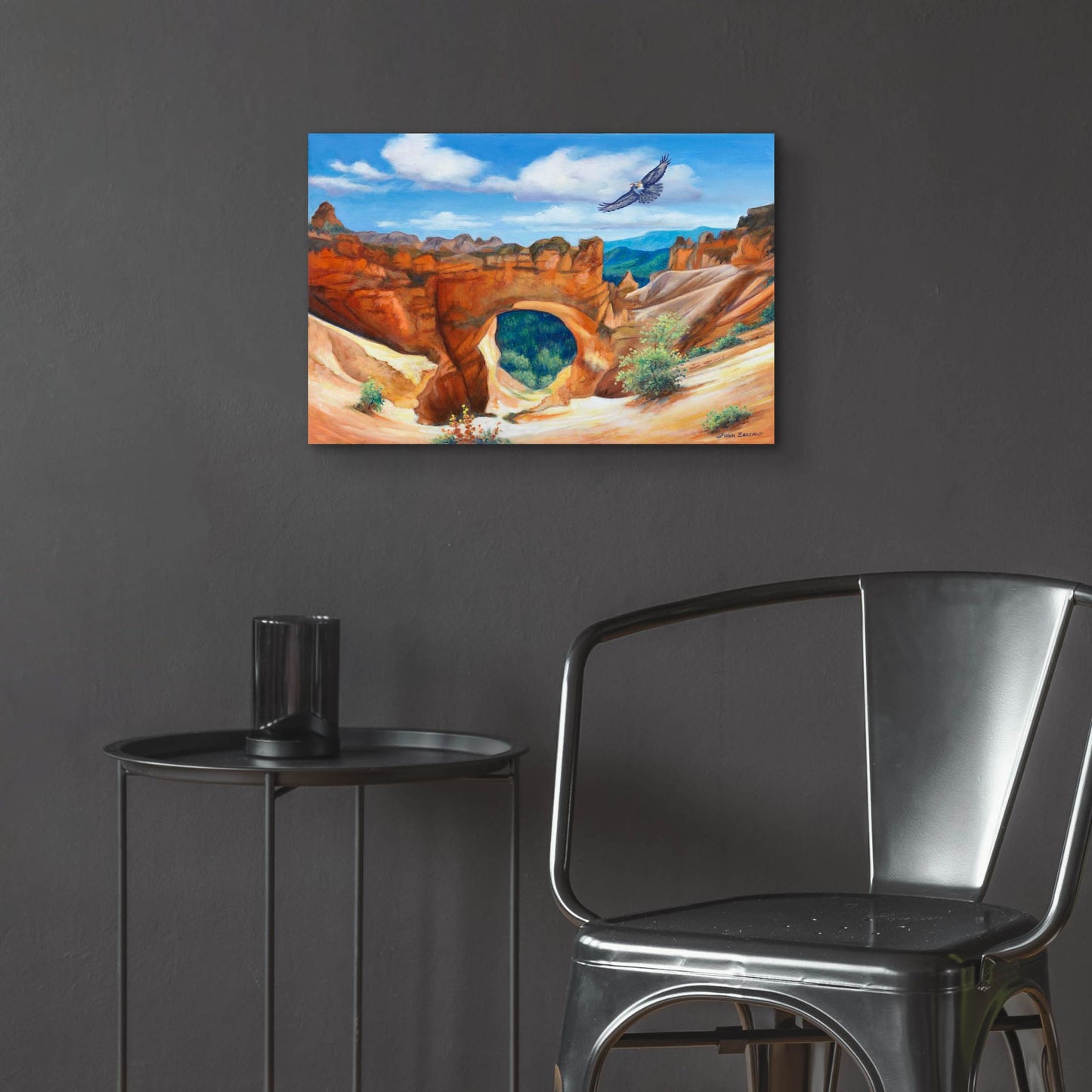 Epic Art 'Hawk Over Bryce Canyon' by John Zaccheo, Acrylic Glass Wall Art,24x16