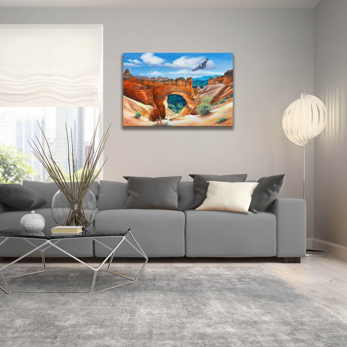 Epic Art 'Hawk Over Bryce Canyon' by John Zaccheo, Acrylic Glass Wall Art,36x24