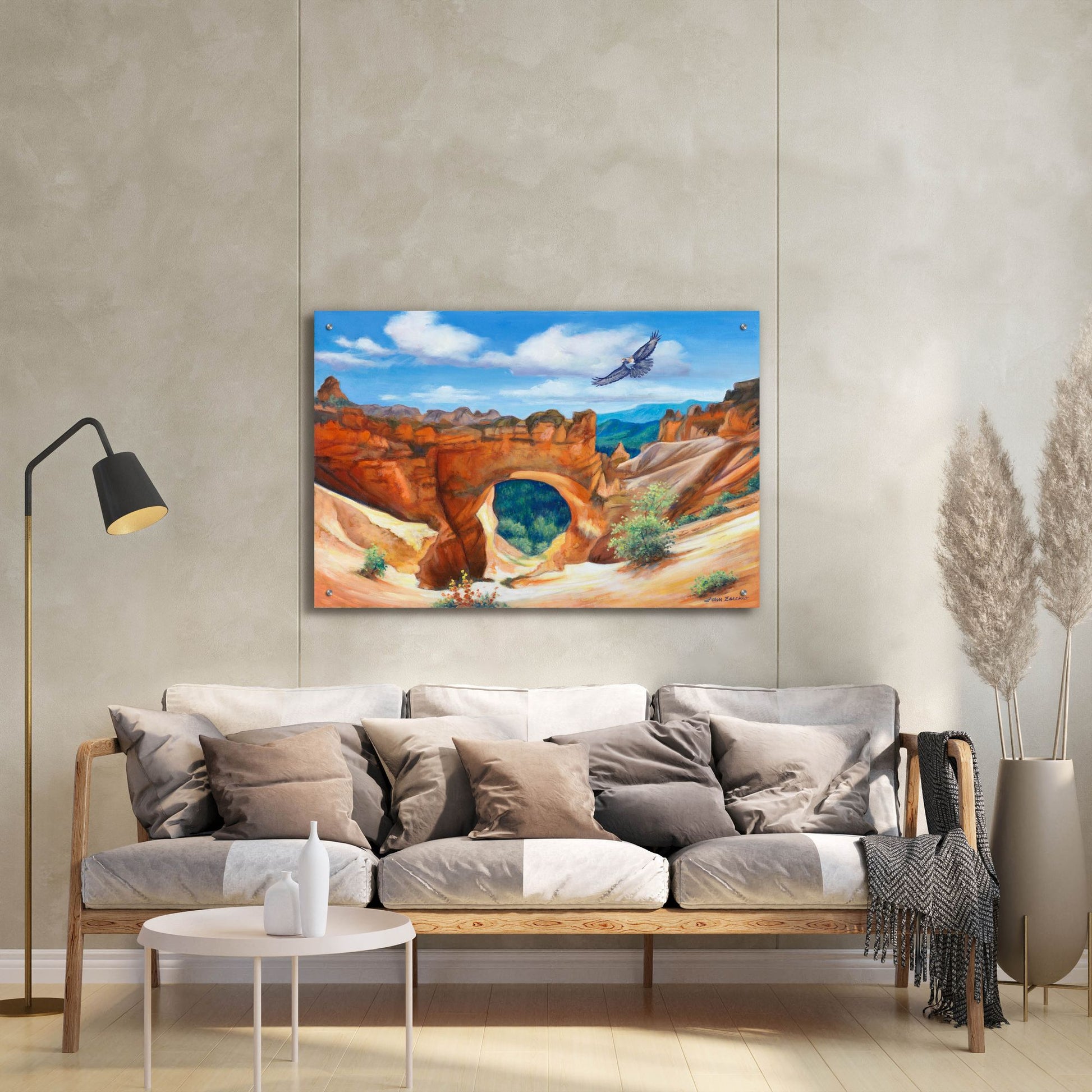 Epic Art 'Hawk Over Bryce Canyon' by John Zaccheo, Acrylic Glass Wall Art,36x24