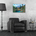 Epic Art 'Drinking by the Cabin' by John Zaccheo, Acrylic Glass Wall Art,24x16