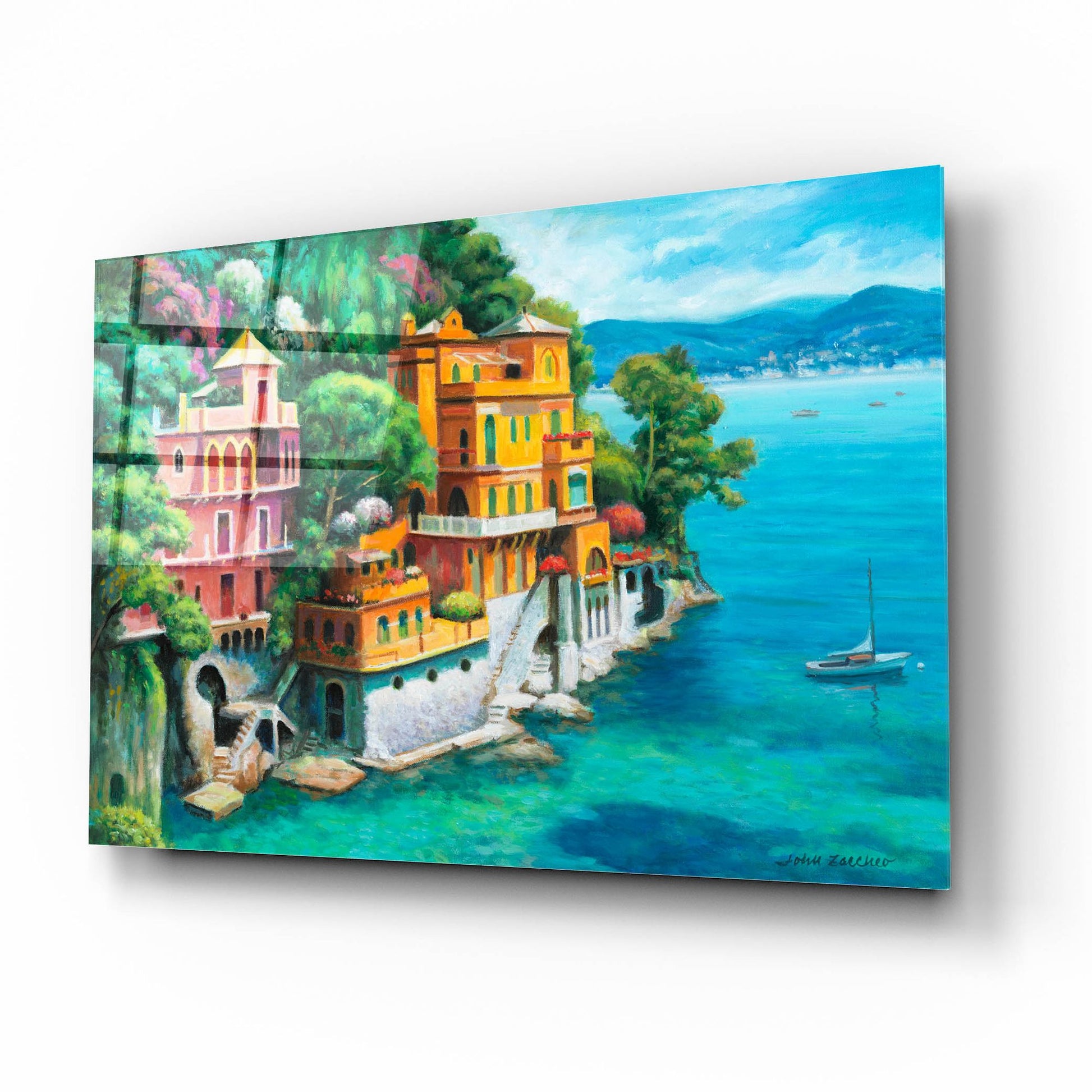 Epic Art 'Domina Beach Portofino Italy' by John Zaccheo, Acrylic Glass Wall Art,16x12