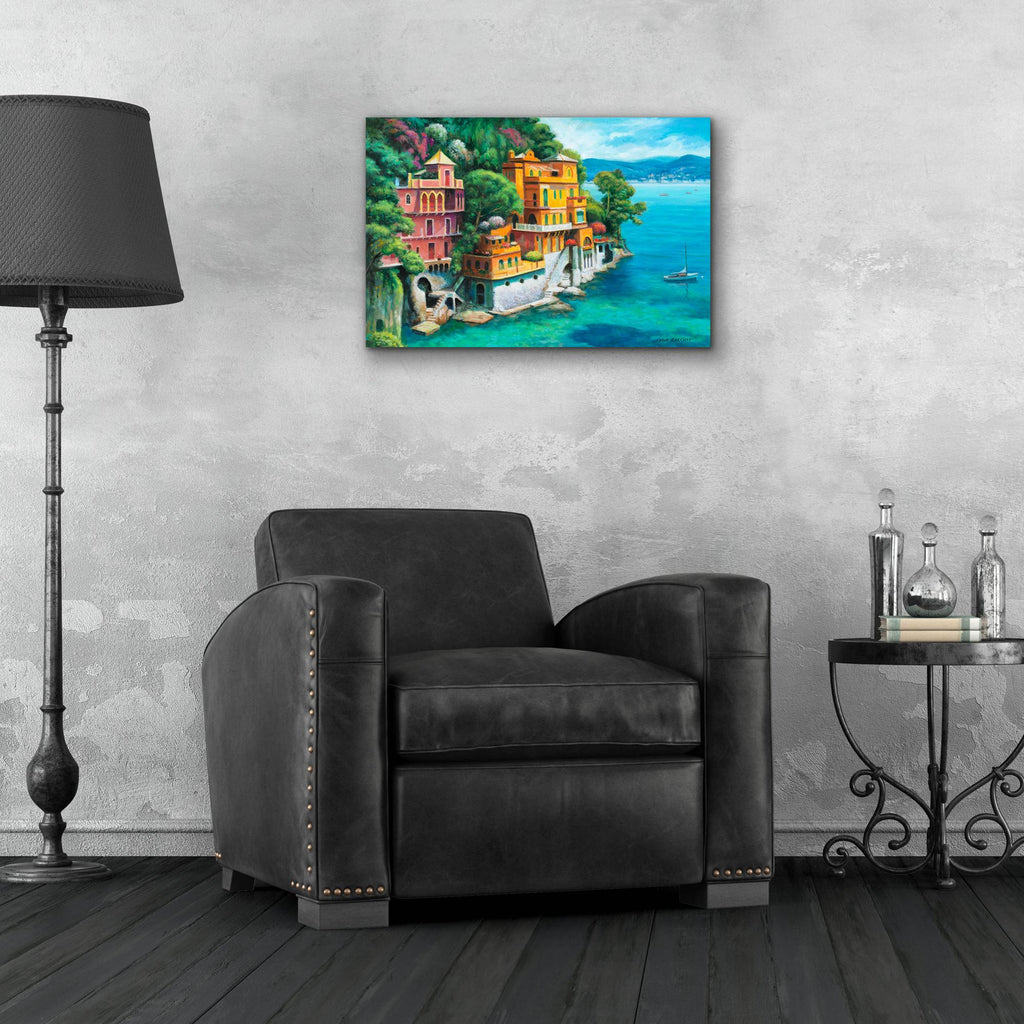 Epic Art 'Domina Beach Portofino Italy' by John Zaccheo, Acrylic Glass Wall Art,24x16