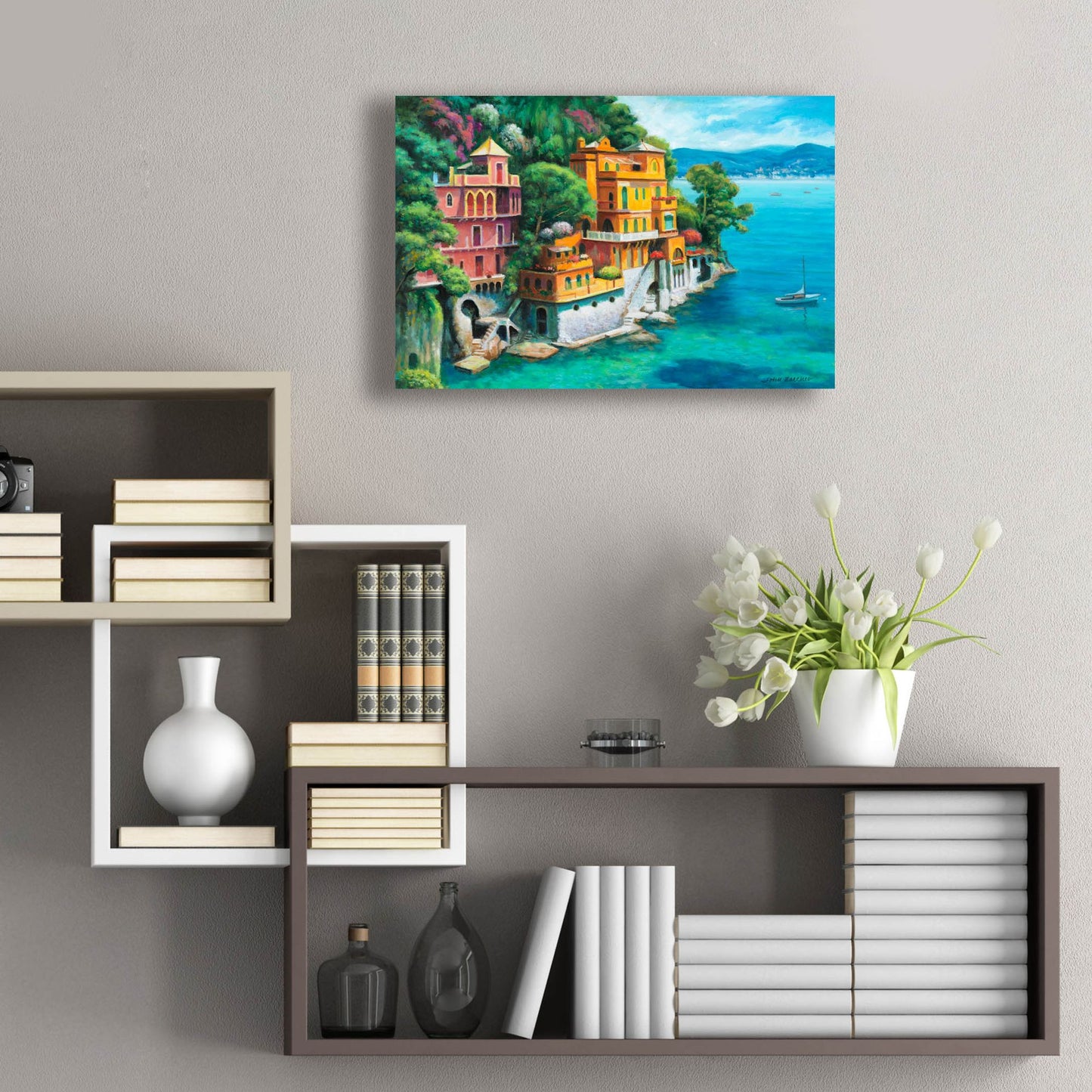 Epic Art 'Domina Beach Portofino Italy' by John Zaccheo, Acrylic Glass Wall Art,24x16