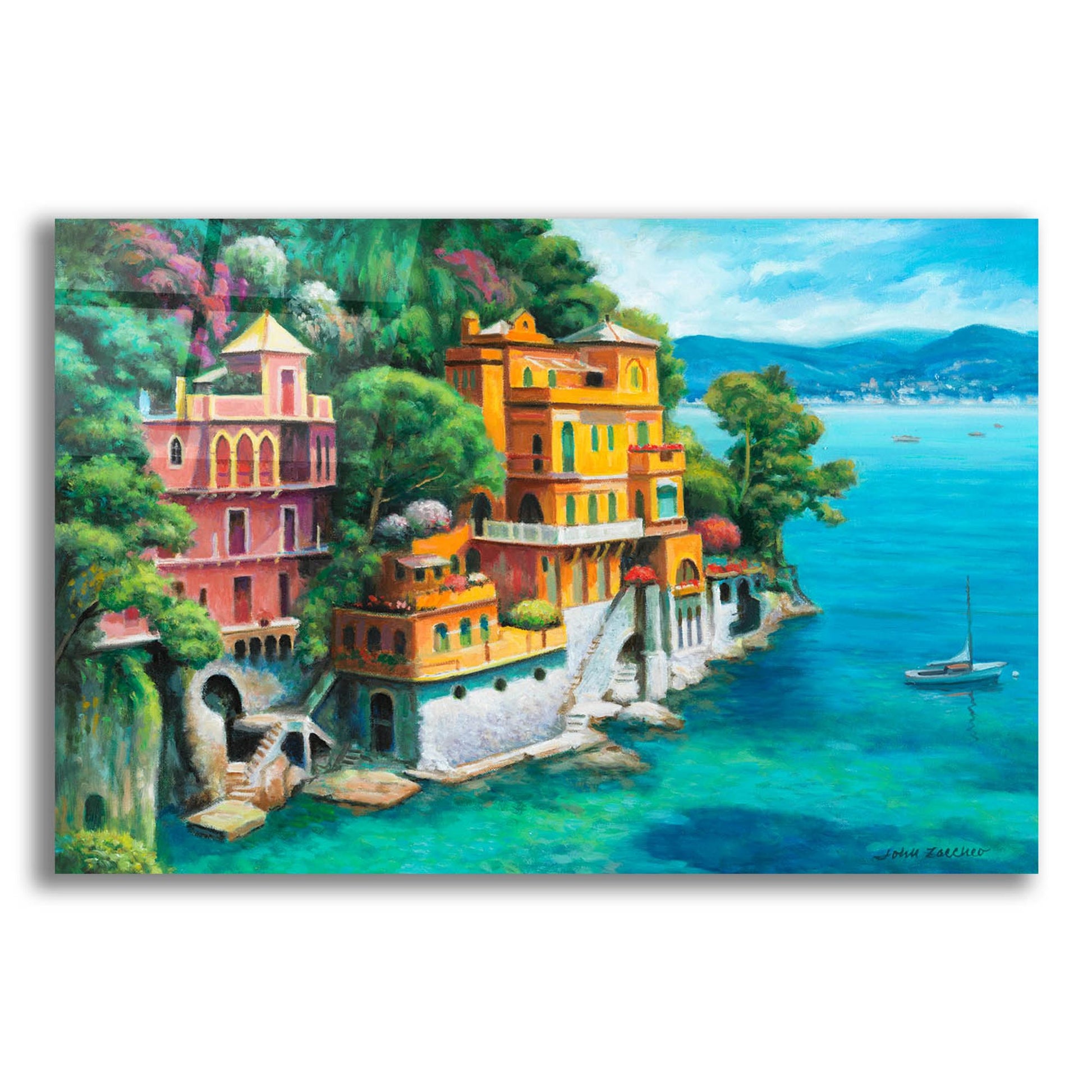 Epic Art 'Domina Beach Portofino Italy' by John Zaccheo, Acrylic Glass Wall Art,24x16