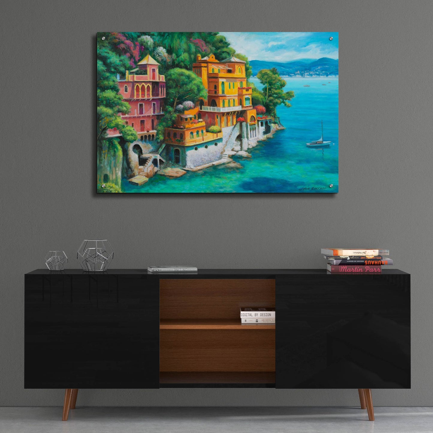Epic Art 'Domina Beach Portofino Italy' by John Zaccheo, Acrylic Glass Wall Art,36x24