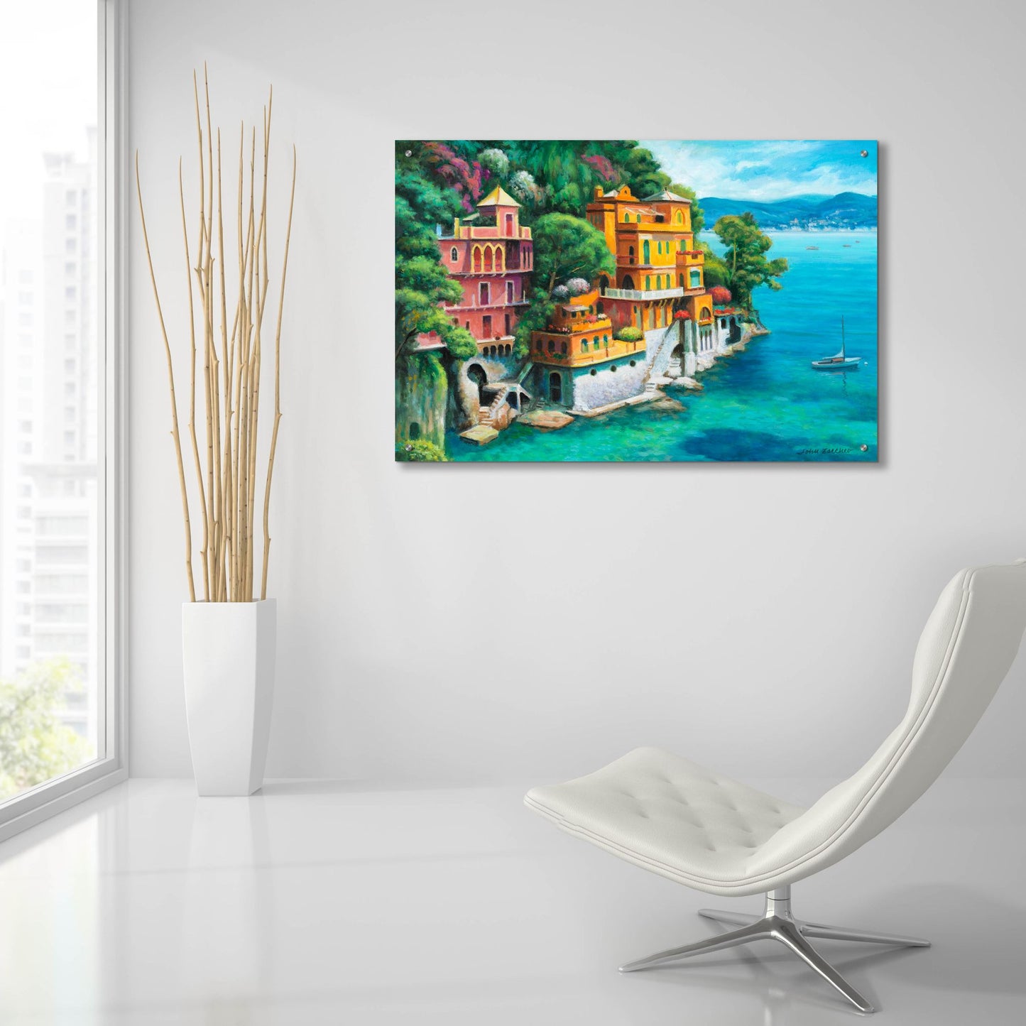 Epic Art 'Domina Beach Portofino Italy' by John Zaccheo, Acrylic Glass Wall Art,36x24