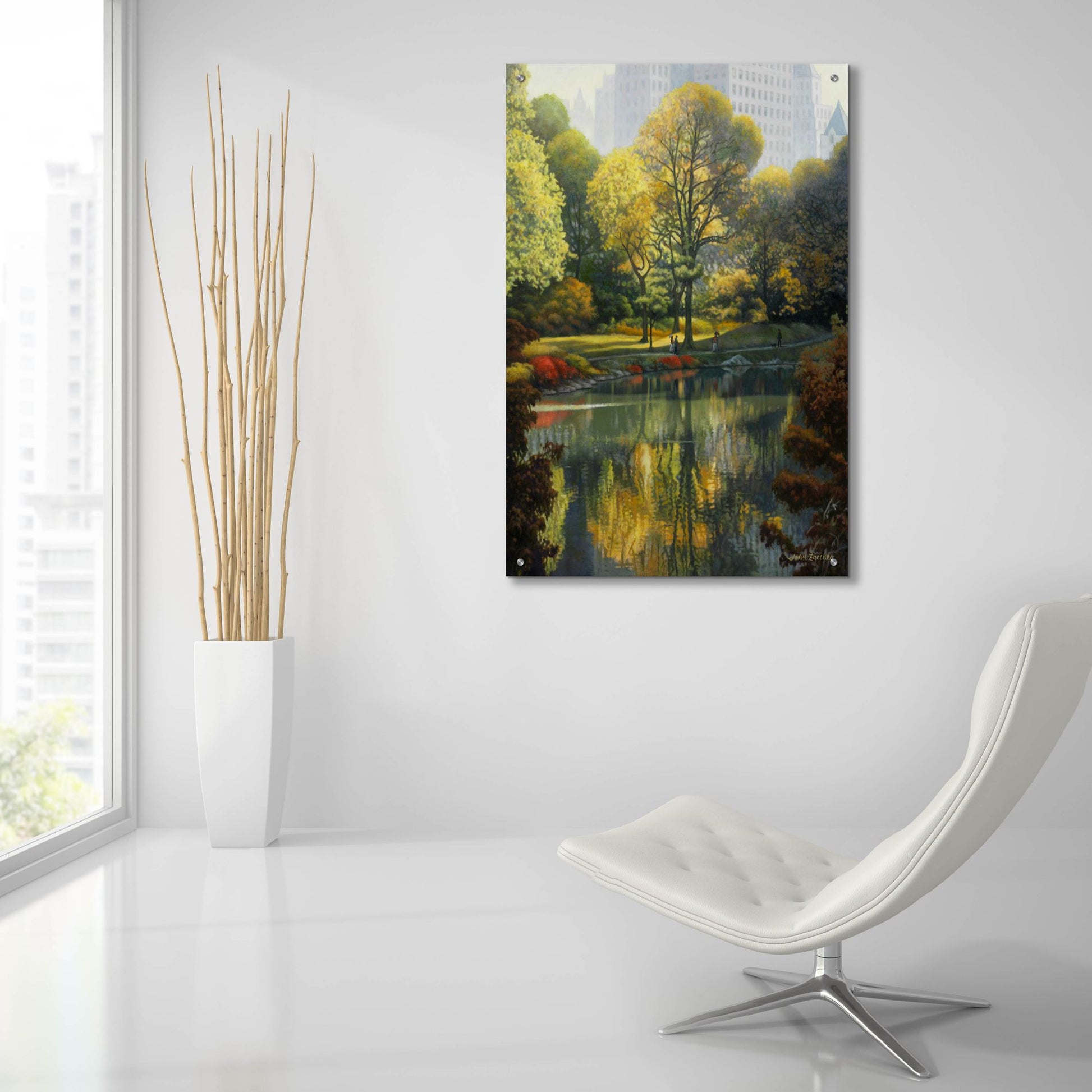 Epic Art 'Reflection Of The Park' by John Zaccheo, Acrylic Glass Wall Art,24x36