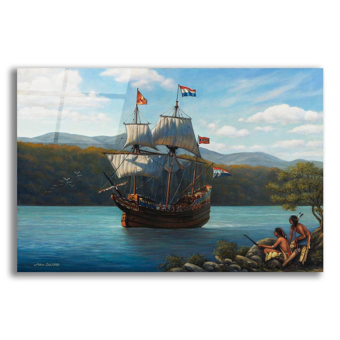 Epic Art 'Half Moon On The Hudson' by John Zaccheo, Acrylic Glass Wall Art,24x16