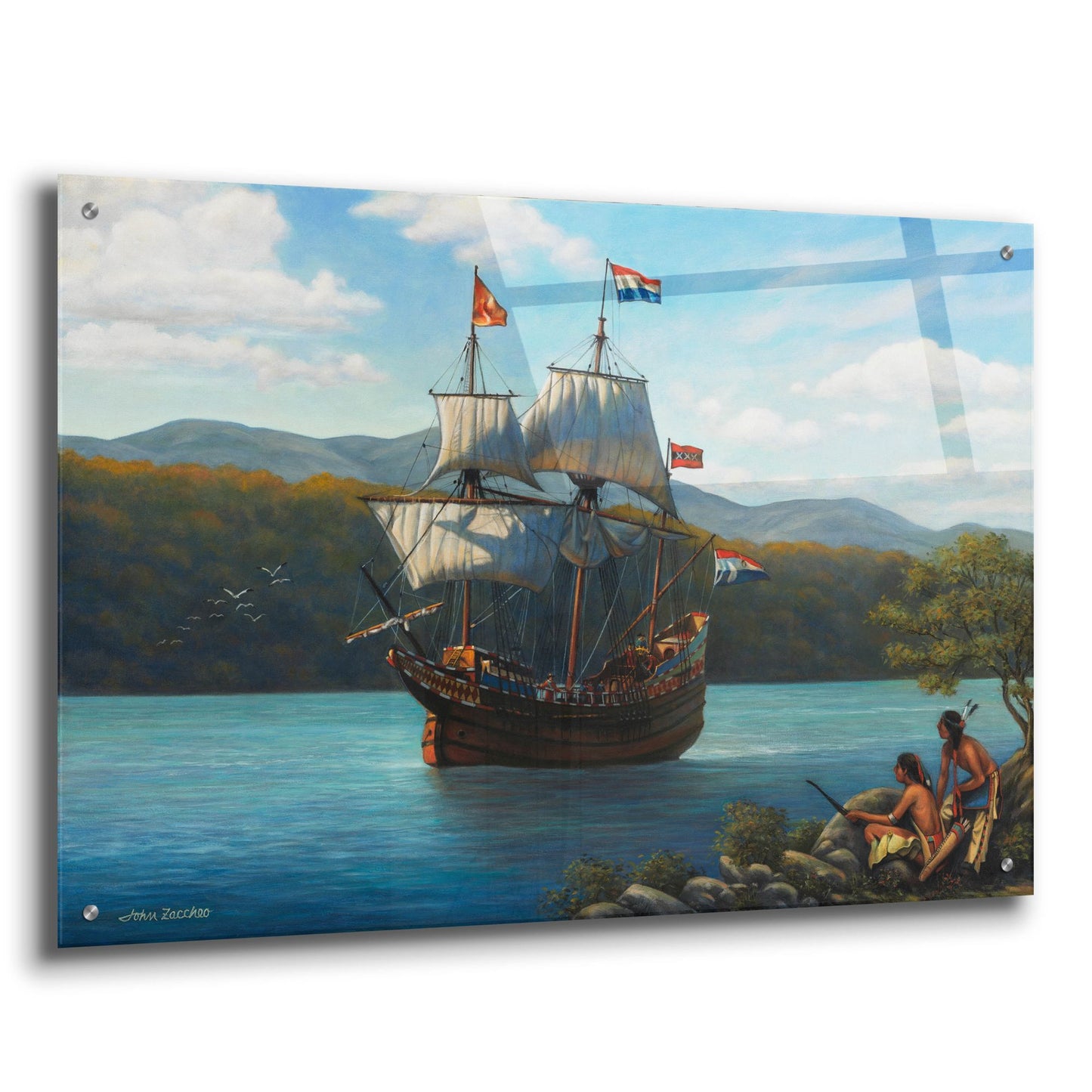 Epic Art 'Half Moon On The Hudson' by John Zaccheo, Acrylic Glass Wall Art,36x24