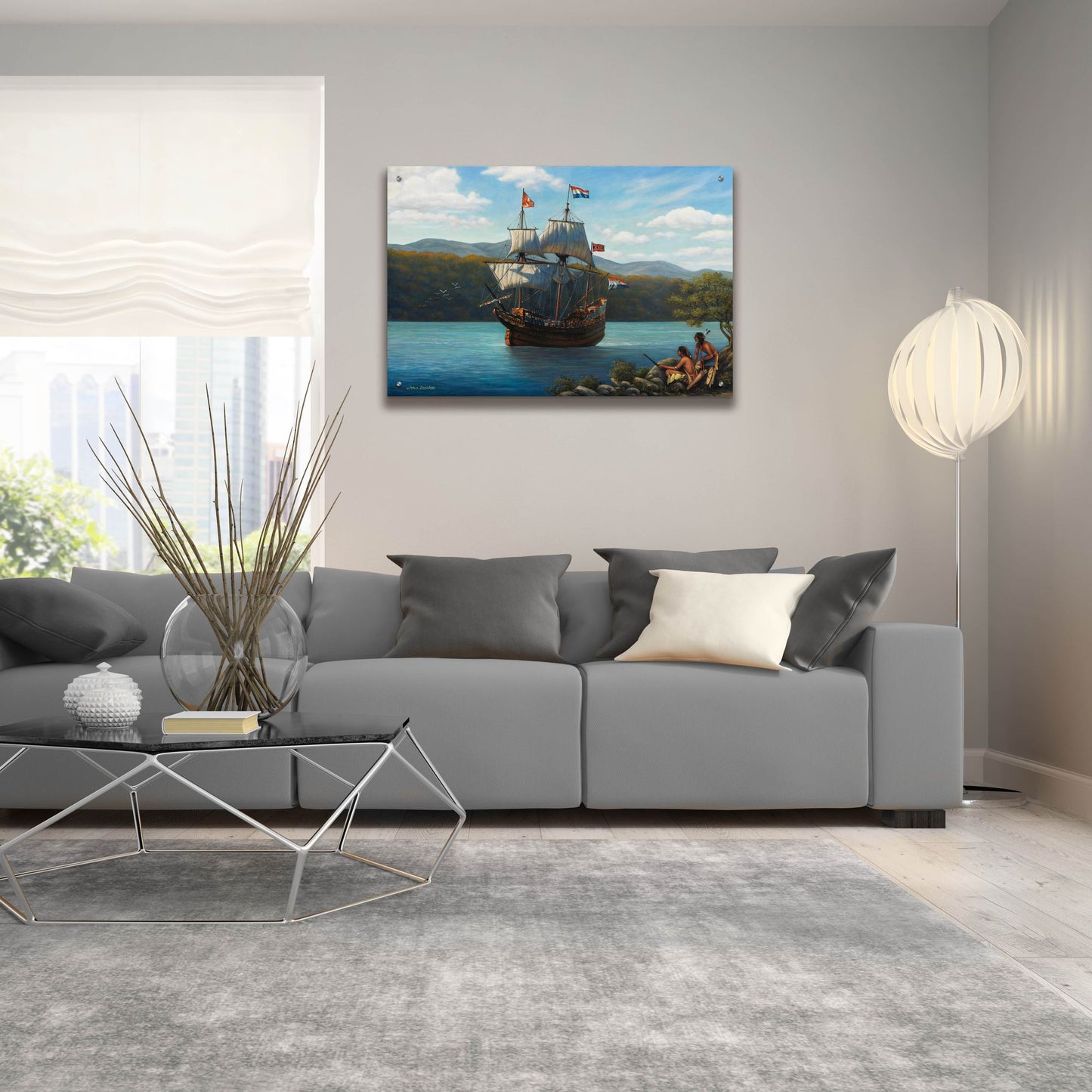 Epic Art 'Half Moon On The Hudson' by John Zaccheo, Acrylic Glass Wall Art,36x24