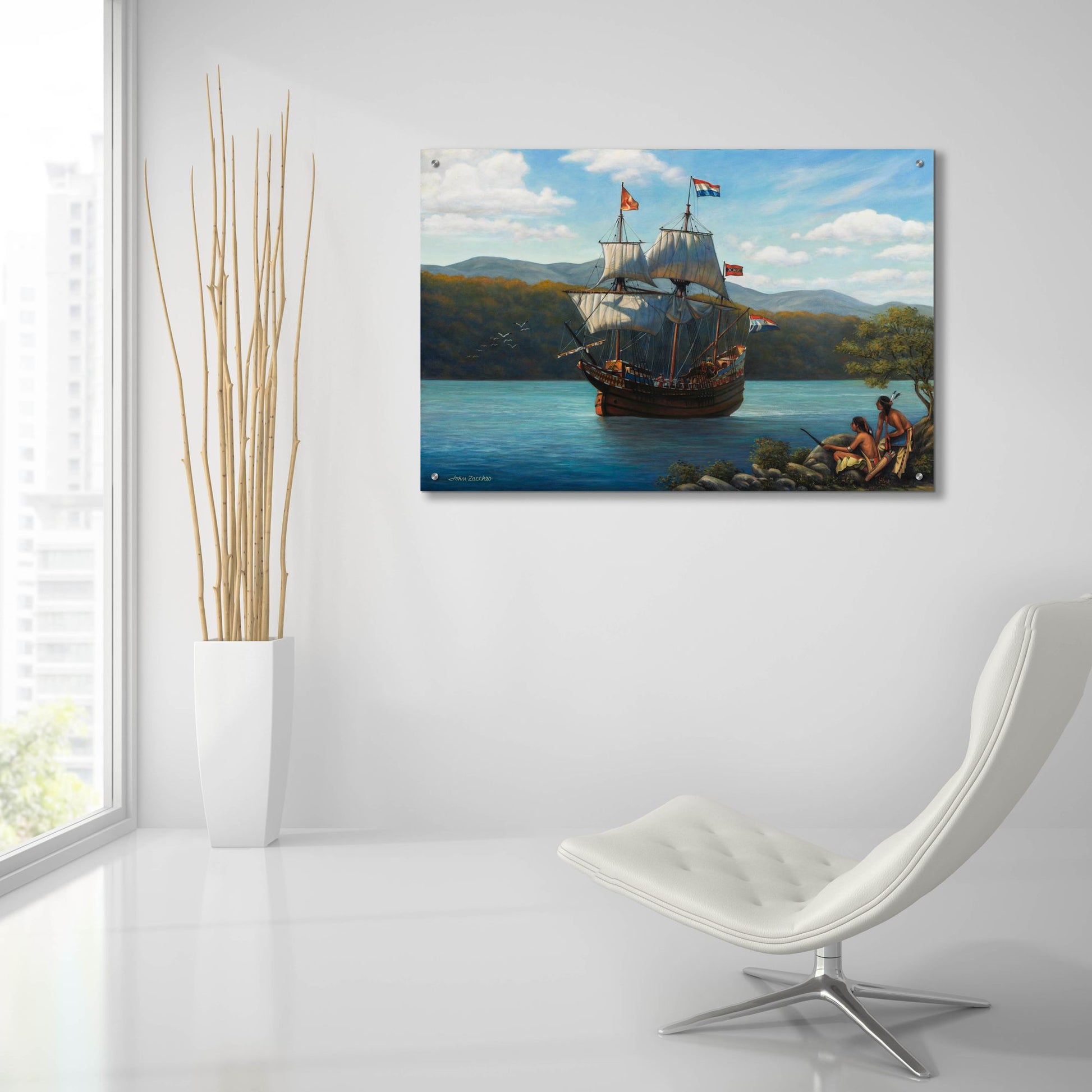 Epic Art 'Half Moon On The Hudson' by John Zaccheo, Acrylic Glass Wall Art,36x24