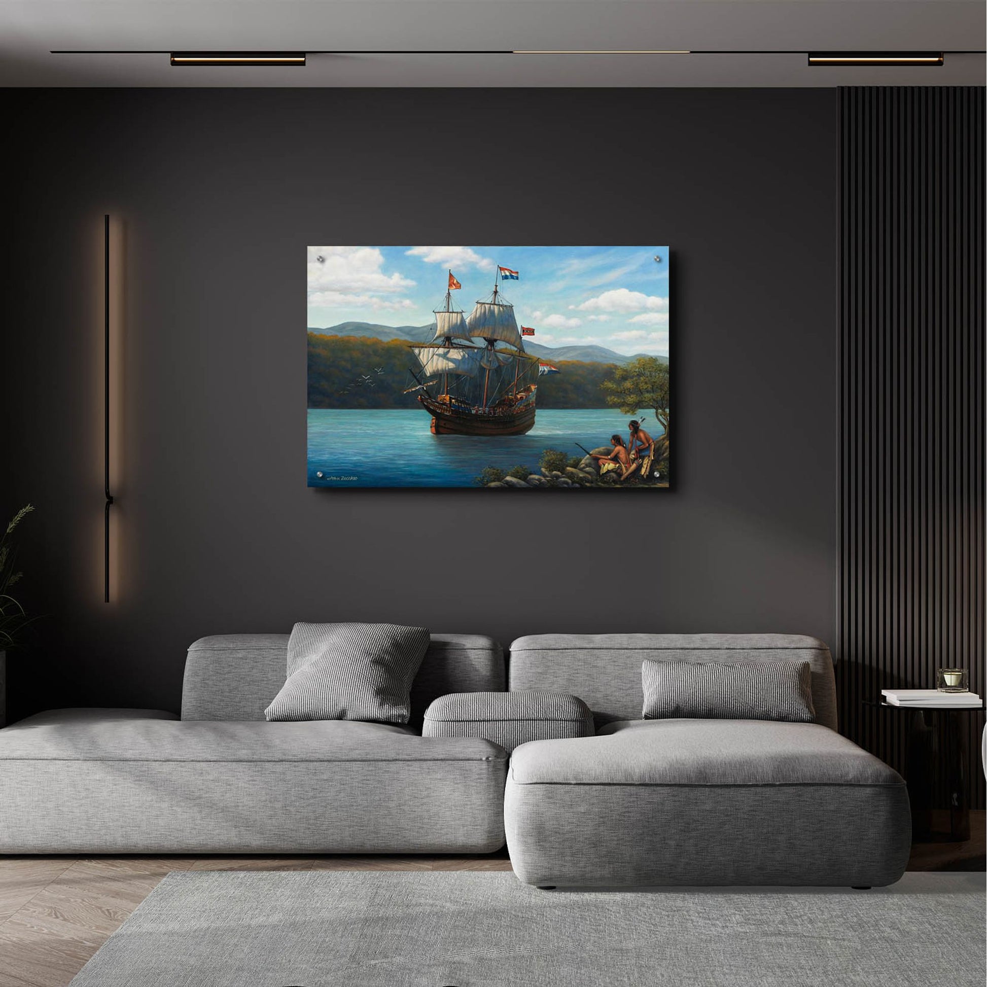 Epic Art 'Half Moon On The Hudson' by John Zaccheo, Acrylic Glass Wall Art,36x24