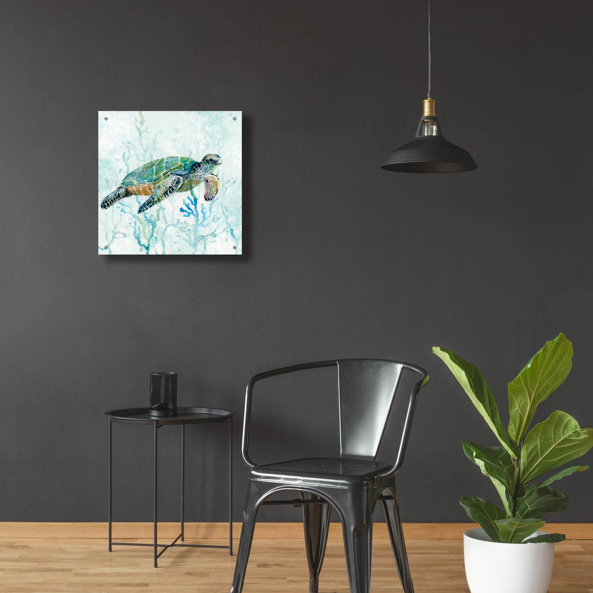 Sea Turtle Swim by Carol Robinson - 24x24 acrylic wall art in a room