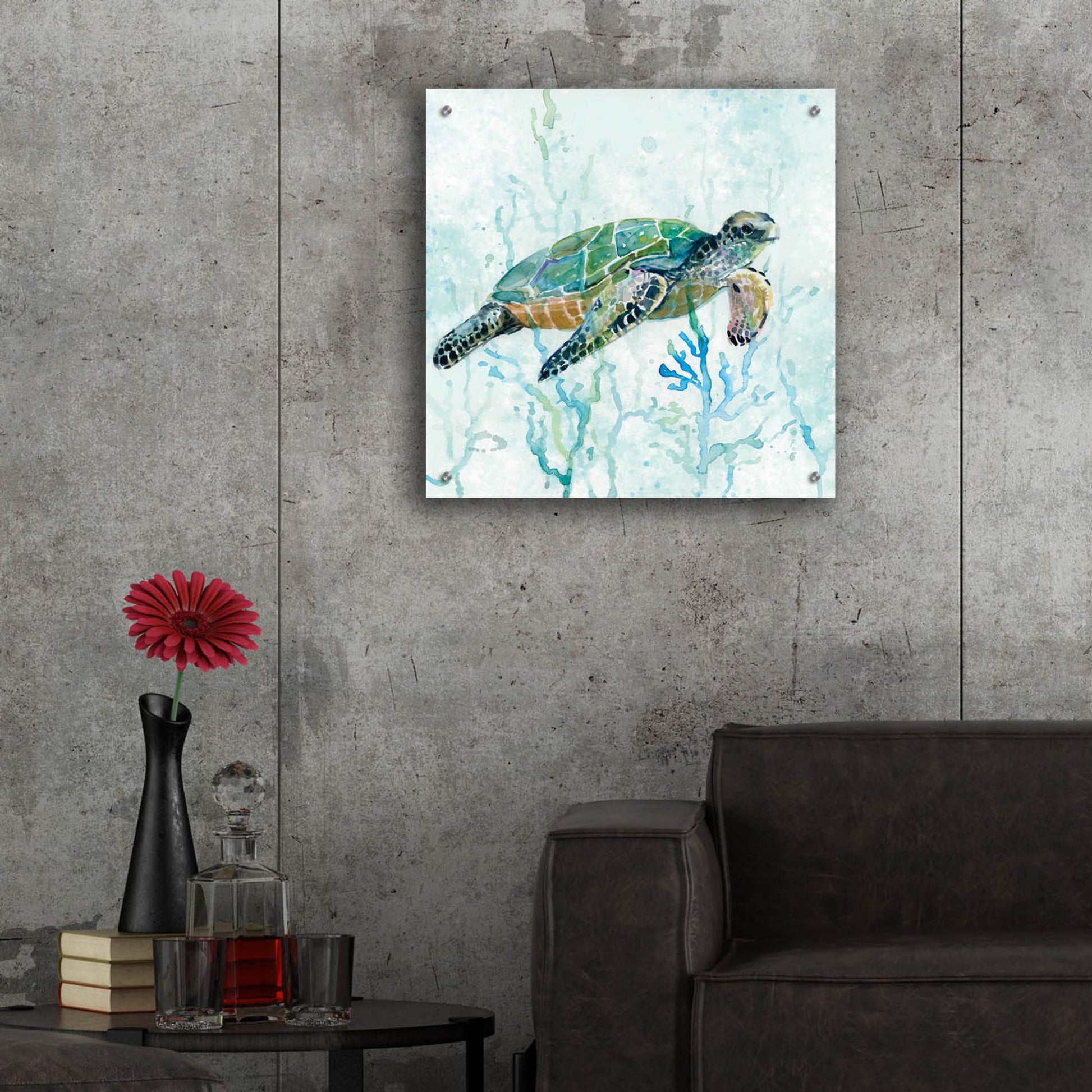 Epic Art 'Sea Turtle Swim' by Carol Robinson, Acrylic Glass Wall Art,24x24