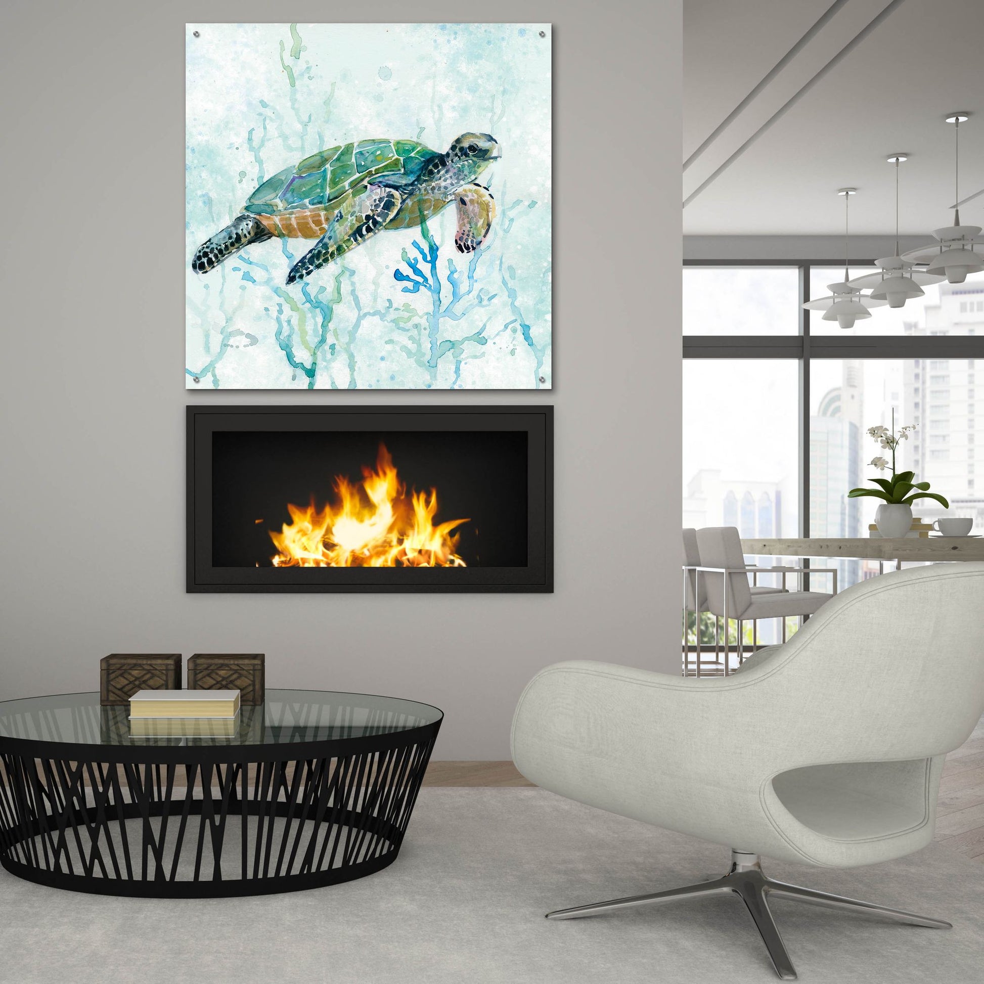 Epic Art 'Sea Turtle Swim' by Carol Robinson, Acrylic Glass Wall Art,36x36