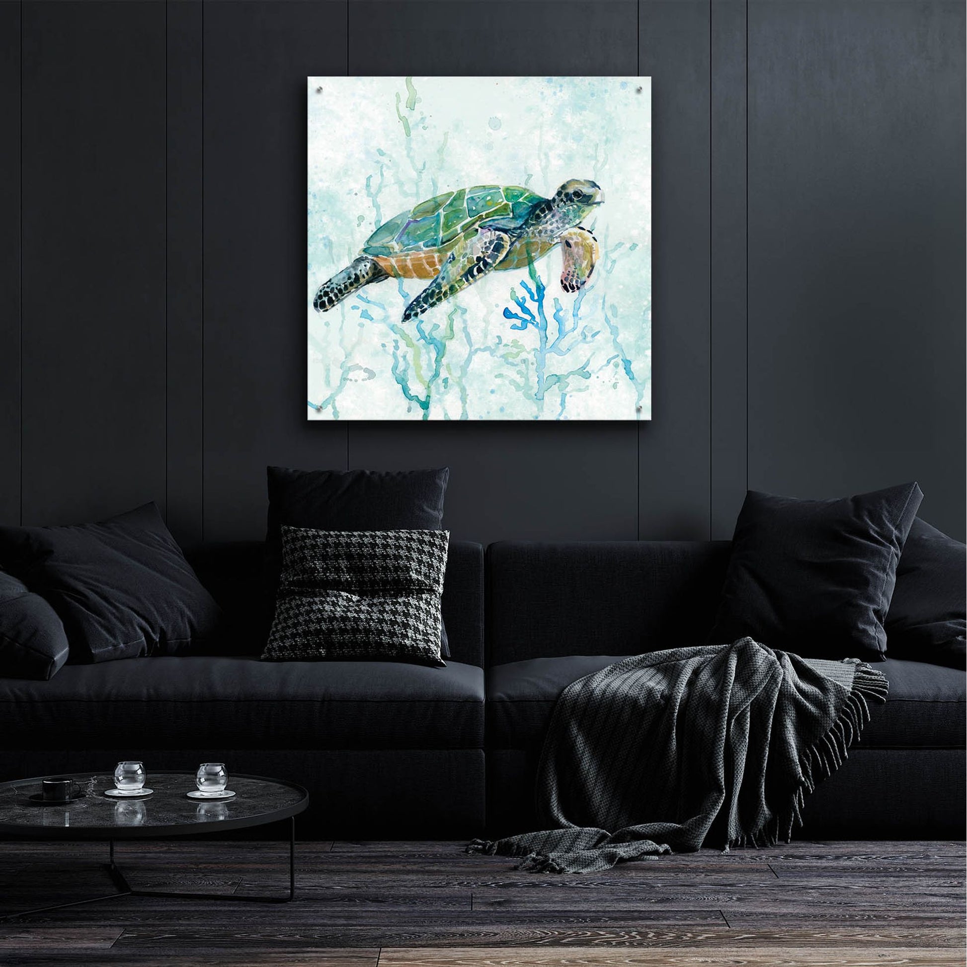 Epic Art 'Sea Turtle Swim' by Carol Robinson, Acrylic Glass Wall Art,36x36