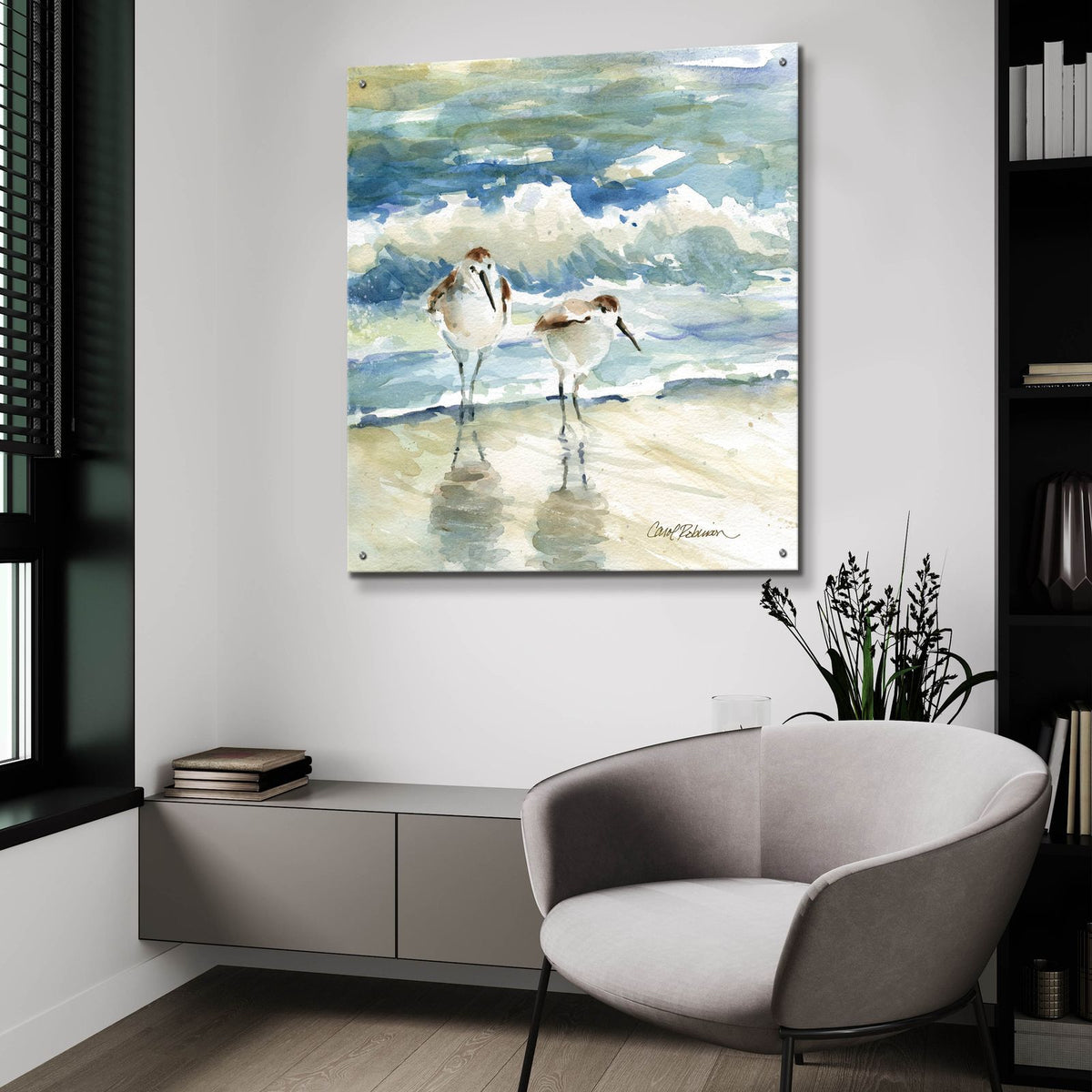 Beach Birds by Carol Robinson - 36x36 acrylic wall art in a room