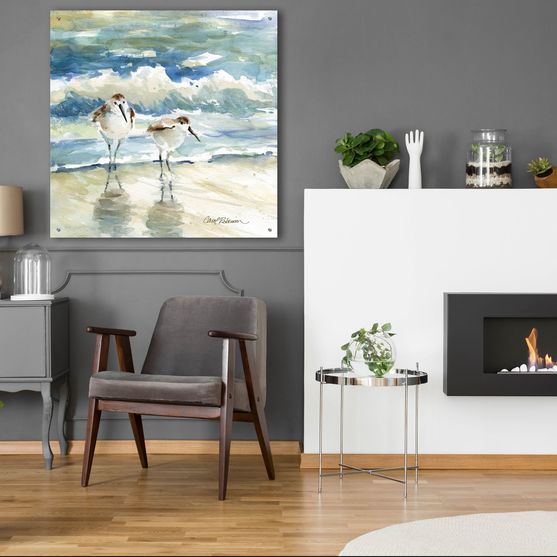 Epic Art 'Beach Birds' by Carol Robinson, Acrylic Glass Wall Art,36x36