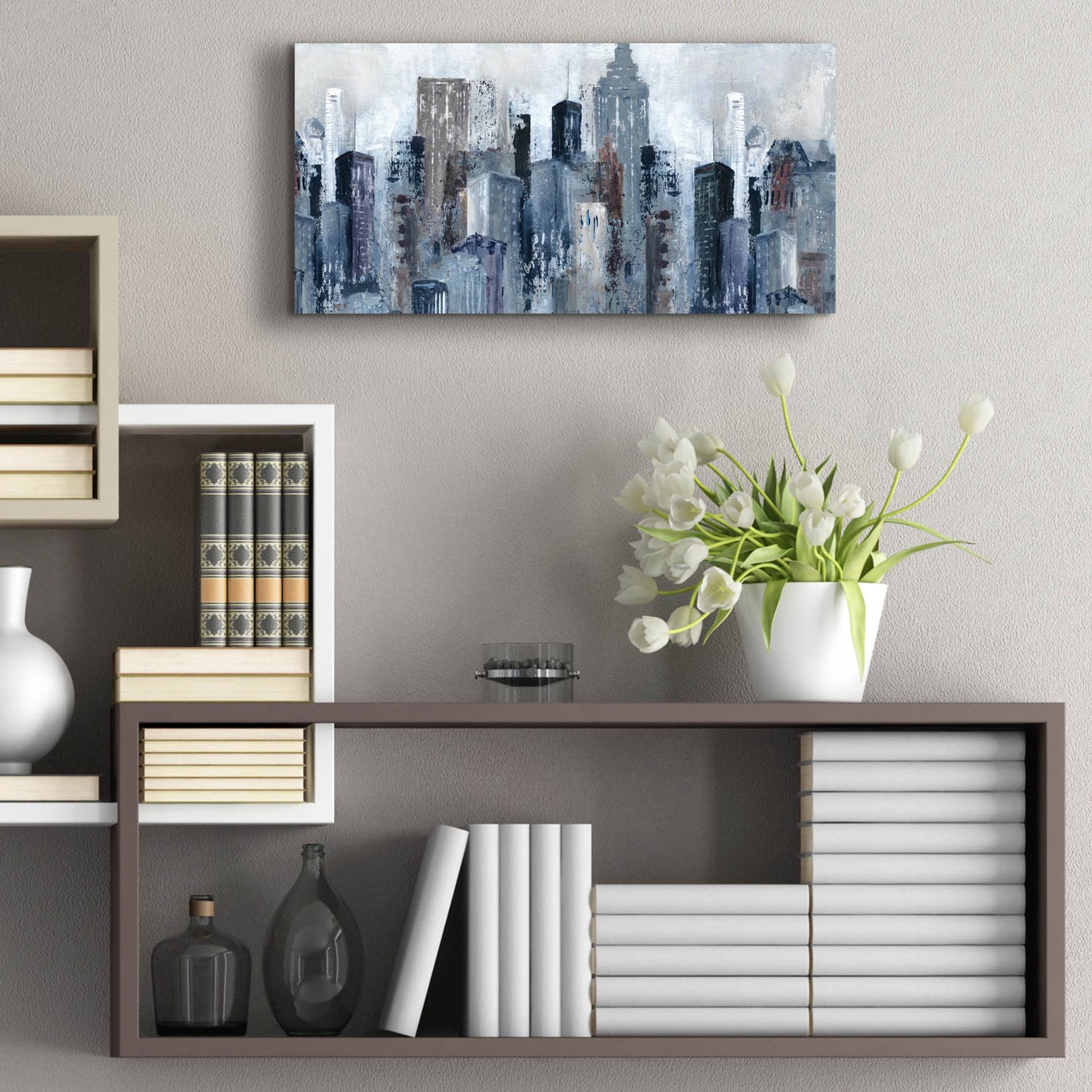 Epic Art 'City Mood' by Carol Robinson, Acrylic Glass Wall Art,24x12