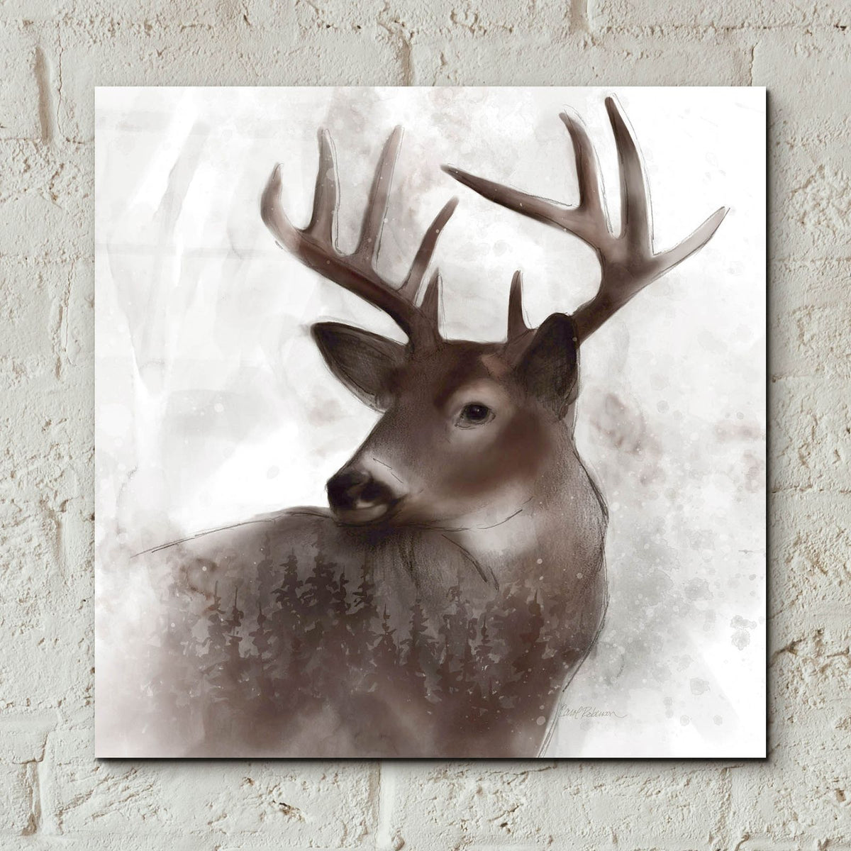 Forest Deer by Carol Robinson - 12x12 acrylic wall art in a room