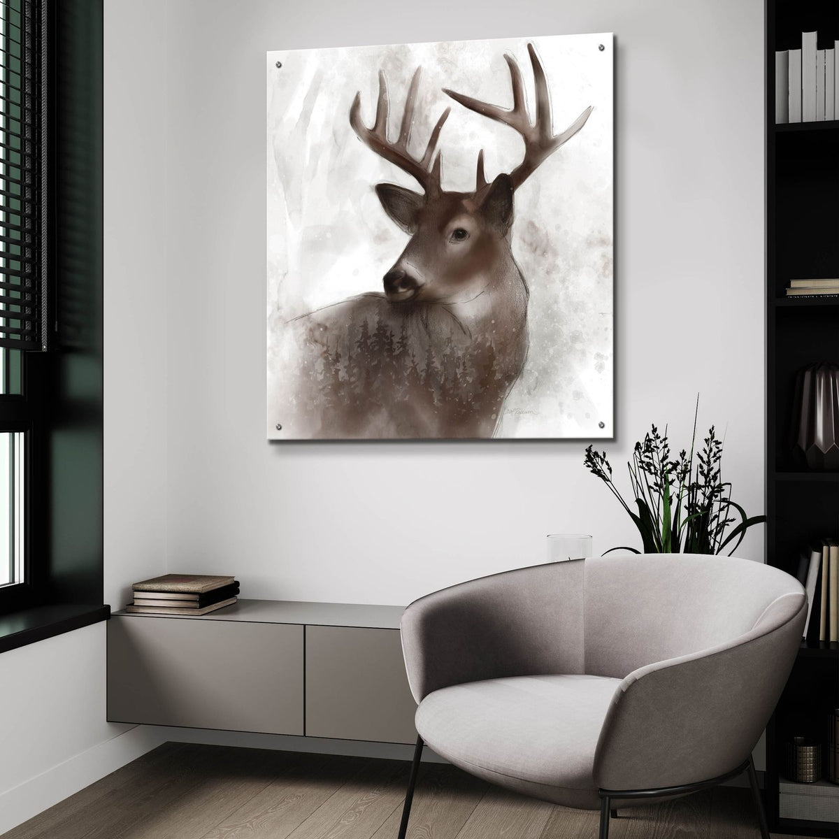 Forest Deer by Carol Robinson - 36x36 acrylic wall art in a room