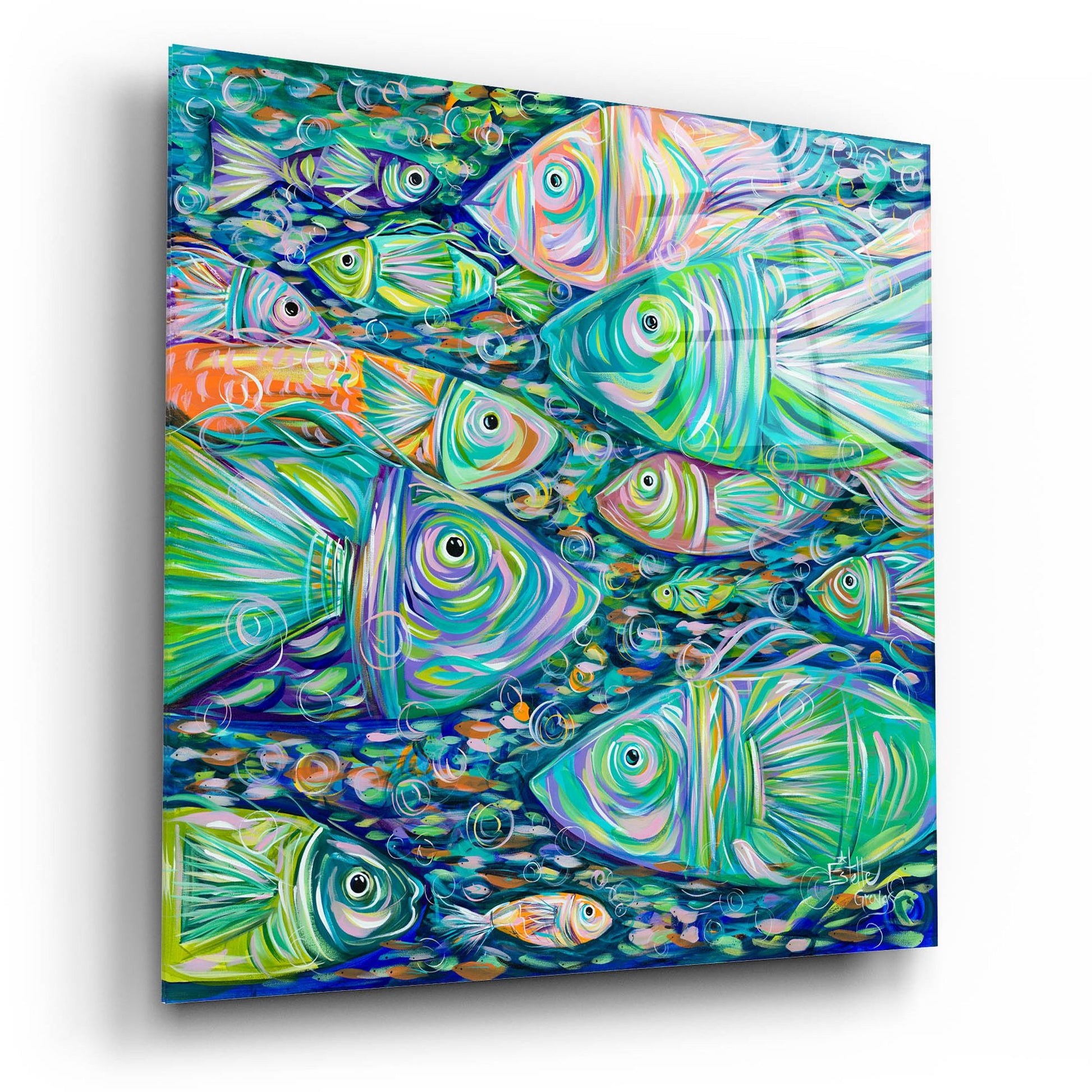 Epic Art 'School of Fish' by Estelle Grengs, Acrylic Glass Wall Art,12x12