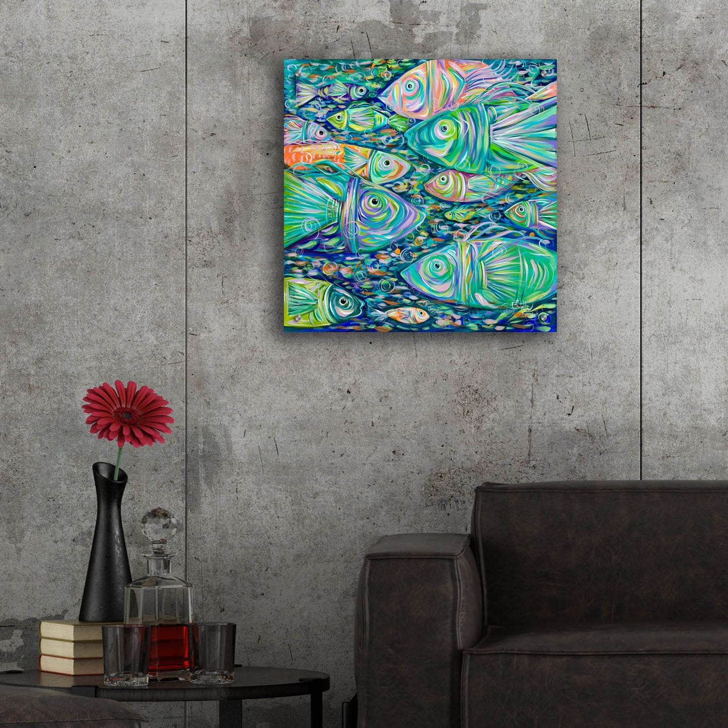 Epic Art 'School of Fish' by Estelle Grengs, Acrylic Glass Wall Art,24x24