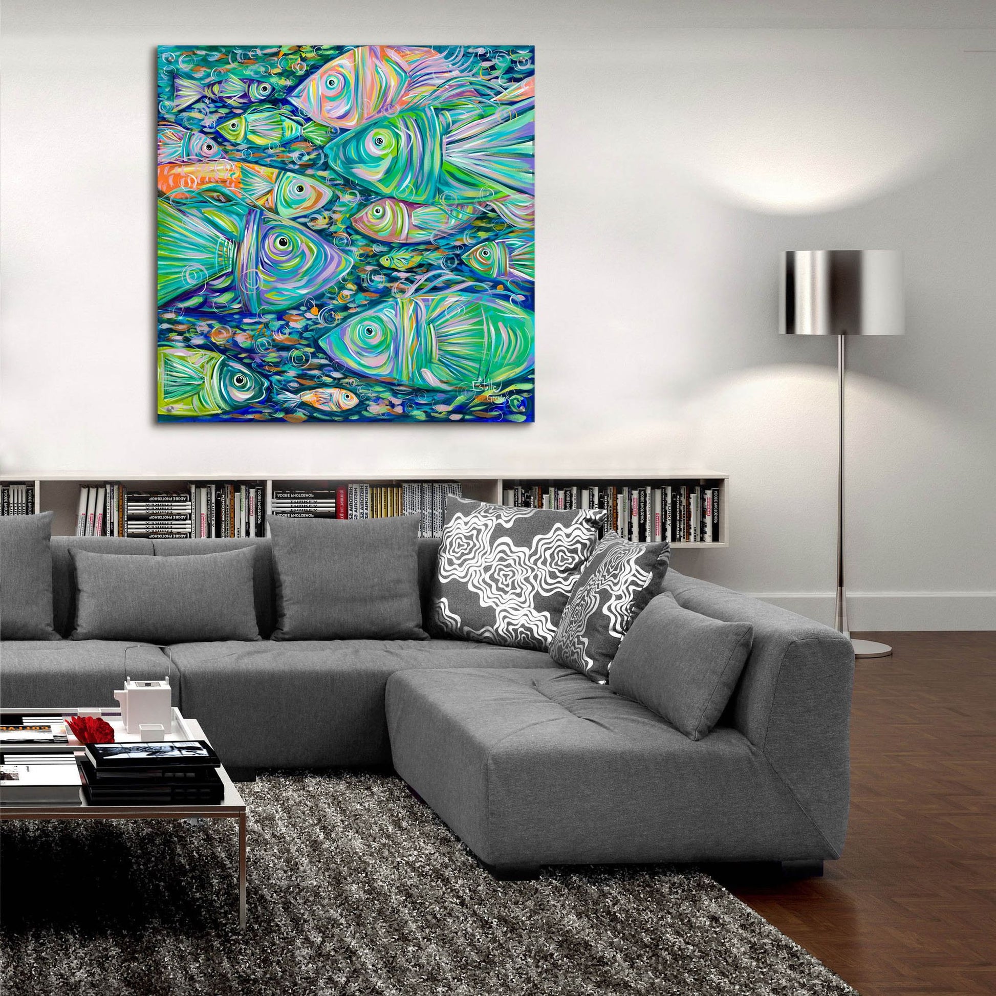 Epic Art 'School of Fish' by Estelle Grengs, Acrylic Glass Wall Art,36x36